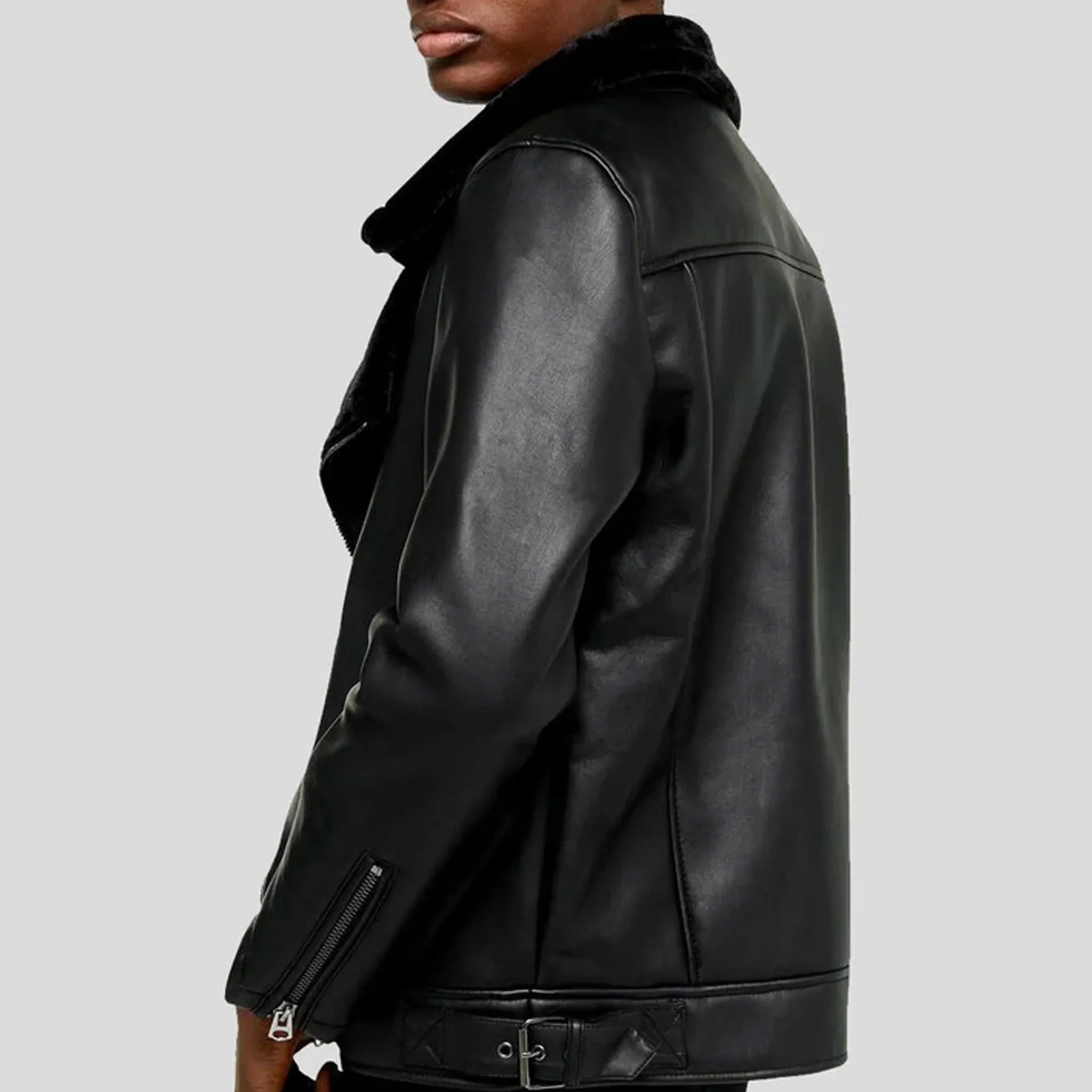 Beck Black Shearling Leather Jacket