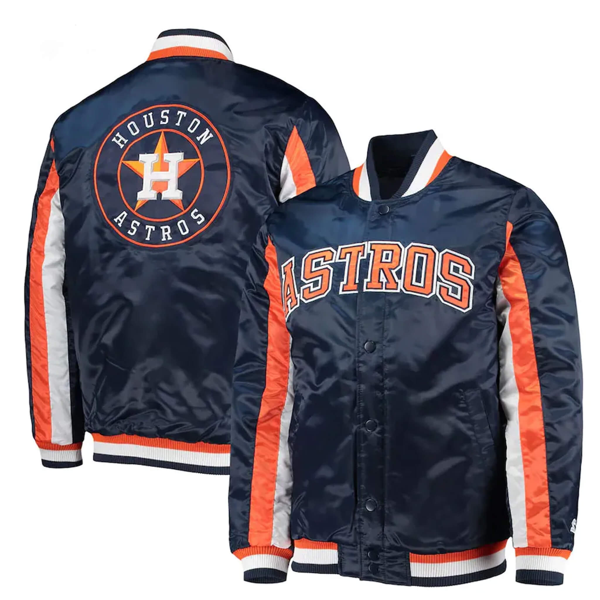 Starter Houston Astros Navy Blue Satin Jacket MLB Team Apparel