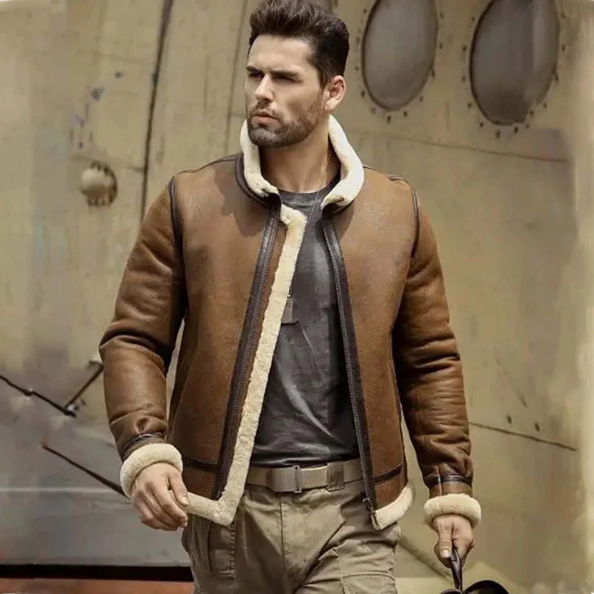 Oblix RAF B3 Sheepskin Jacket - Men's Classic Shearling Motorcycle Jacket