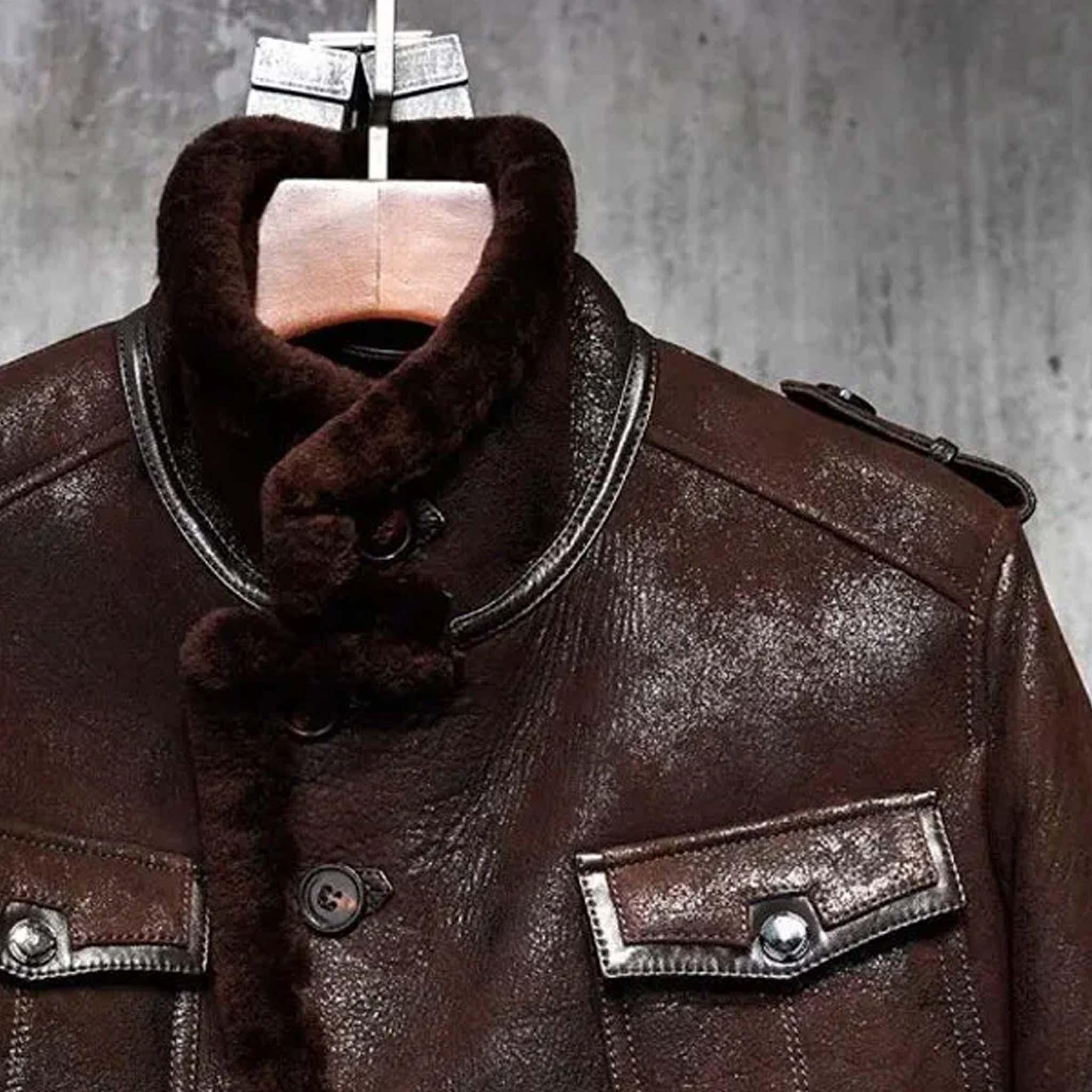 Drakn Men's B3 Pilot Jacket - Sheepskin Aviator Bomber Leather Style