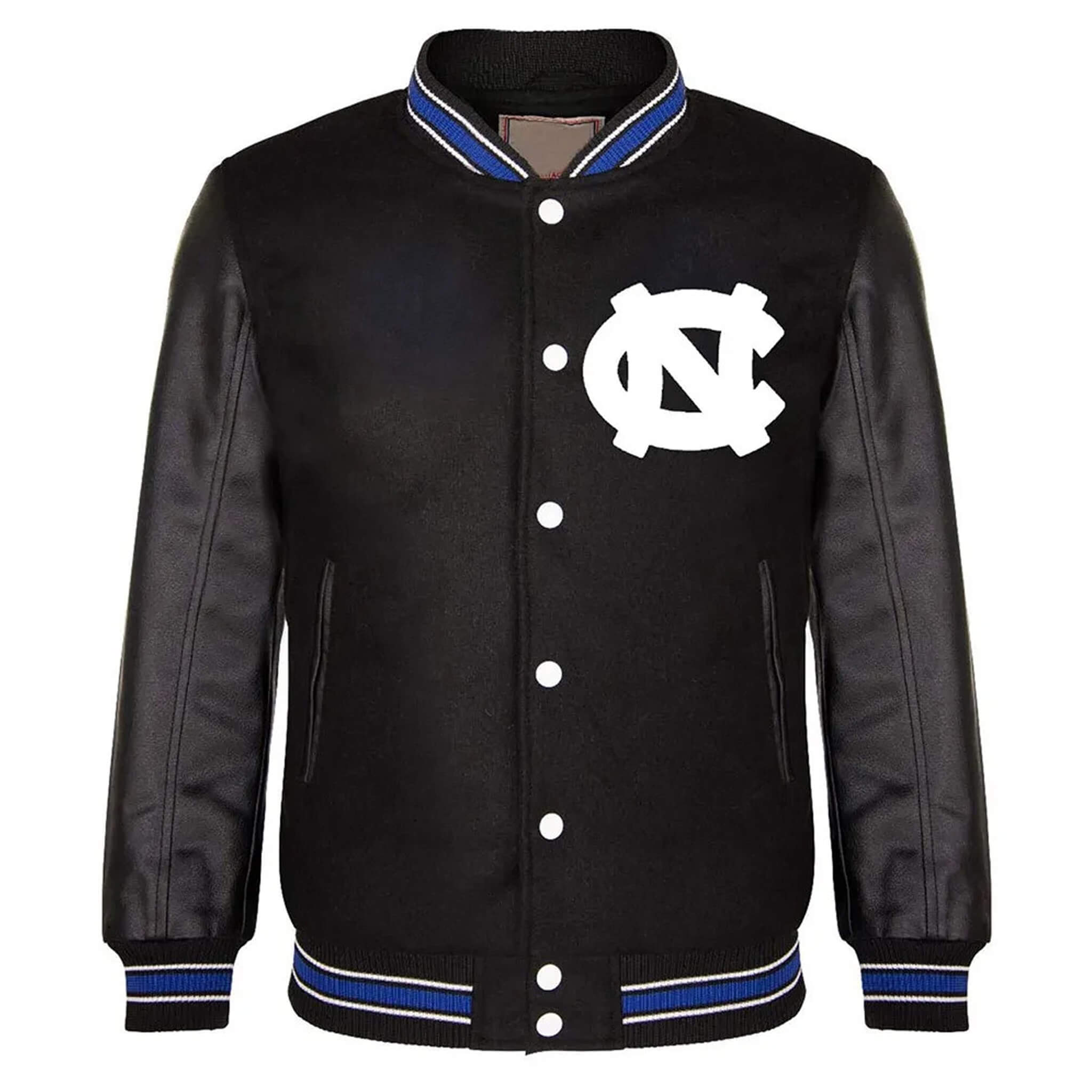 North Carolina Tar Heels Black Wool & Leather Varsity Jacket
