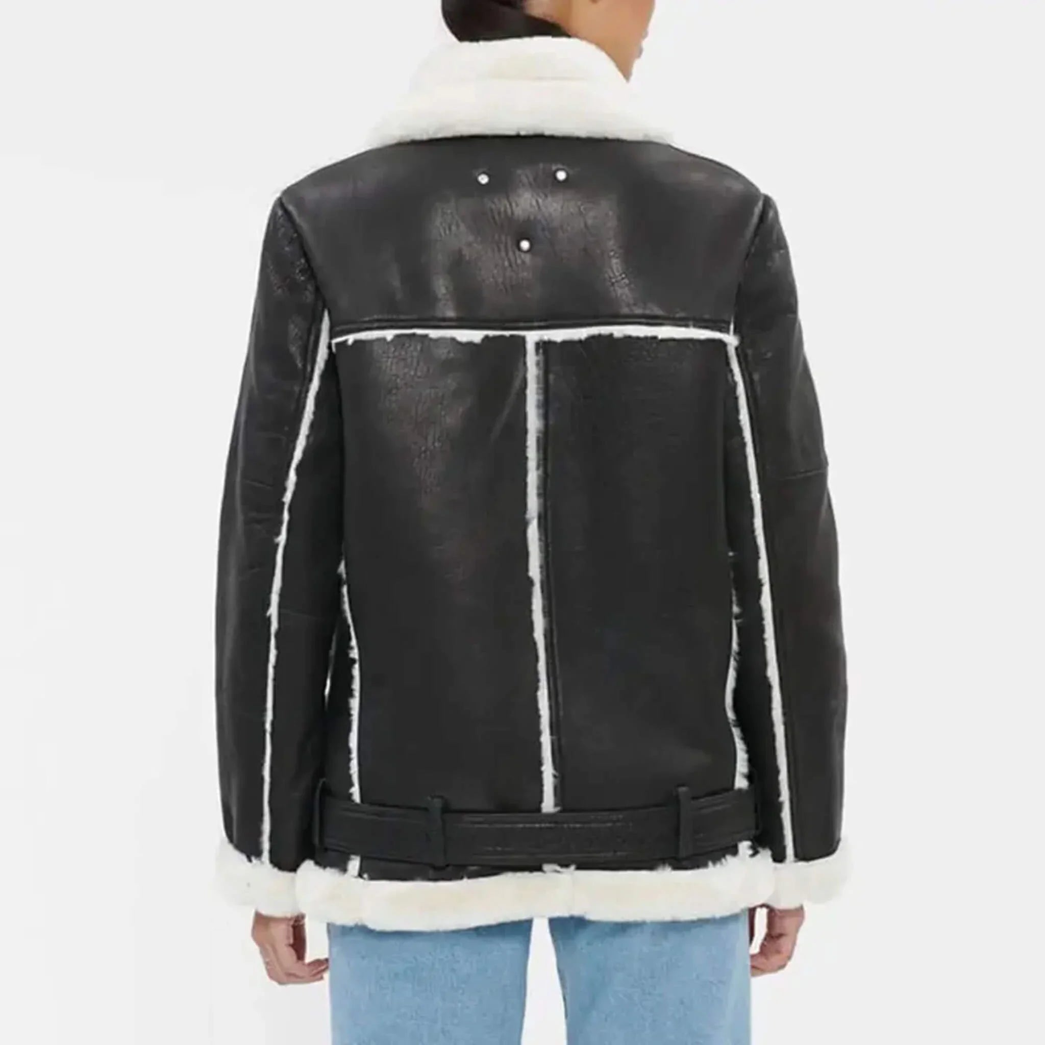 Women’s Black Oversized Shearling Leather Jacket