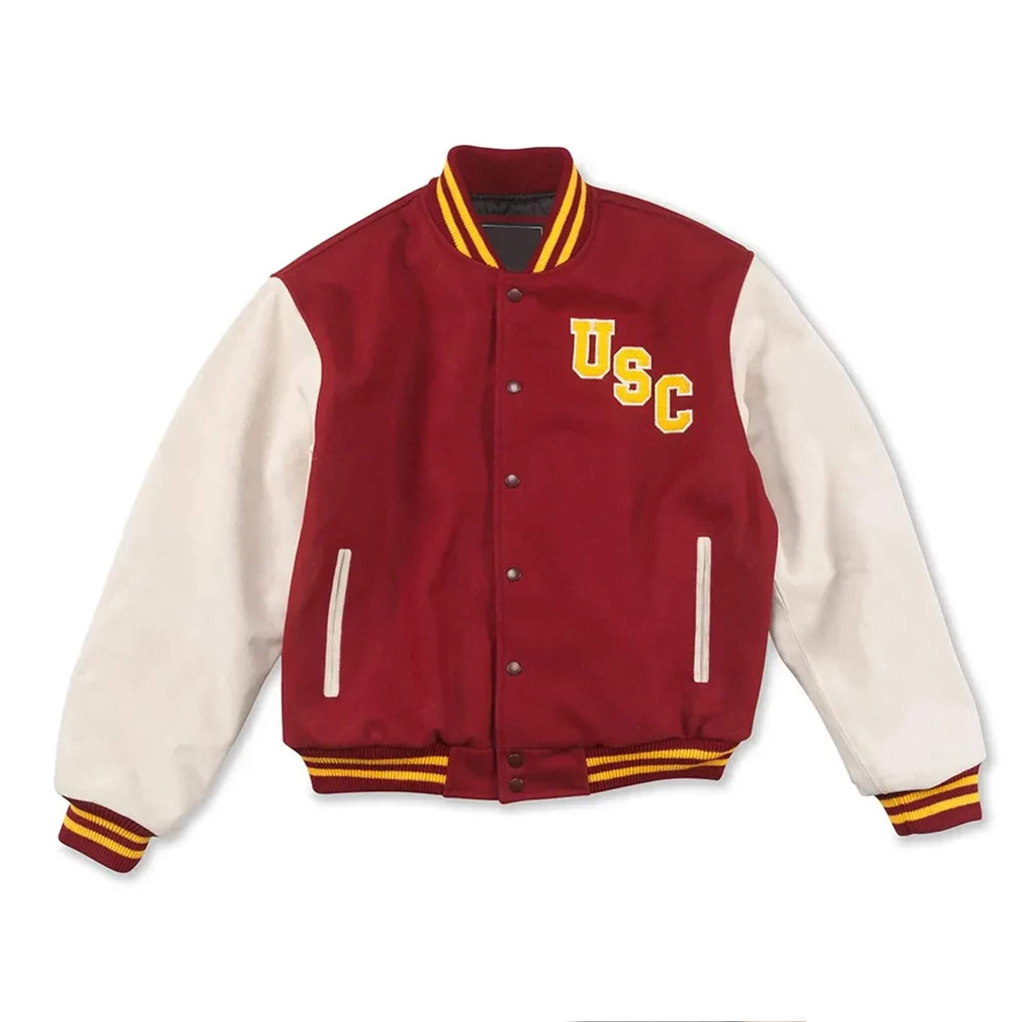 USC Trojans Varsity Jacket – Maroon & White Letterman Style