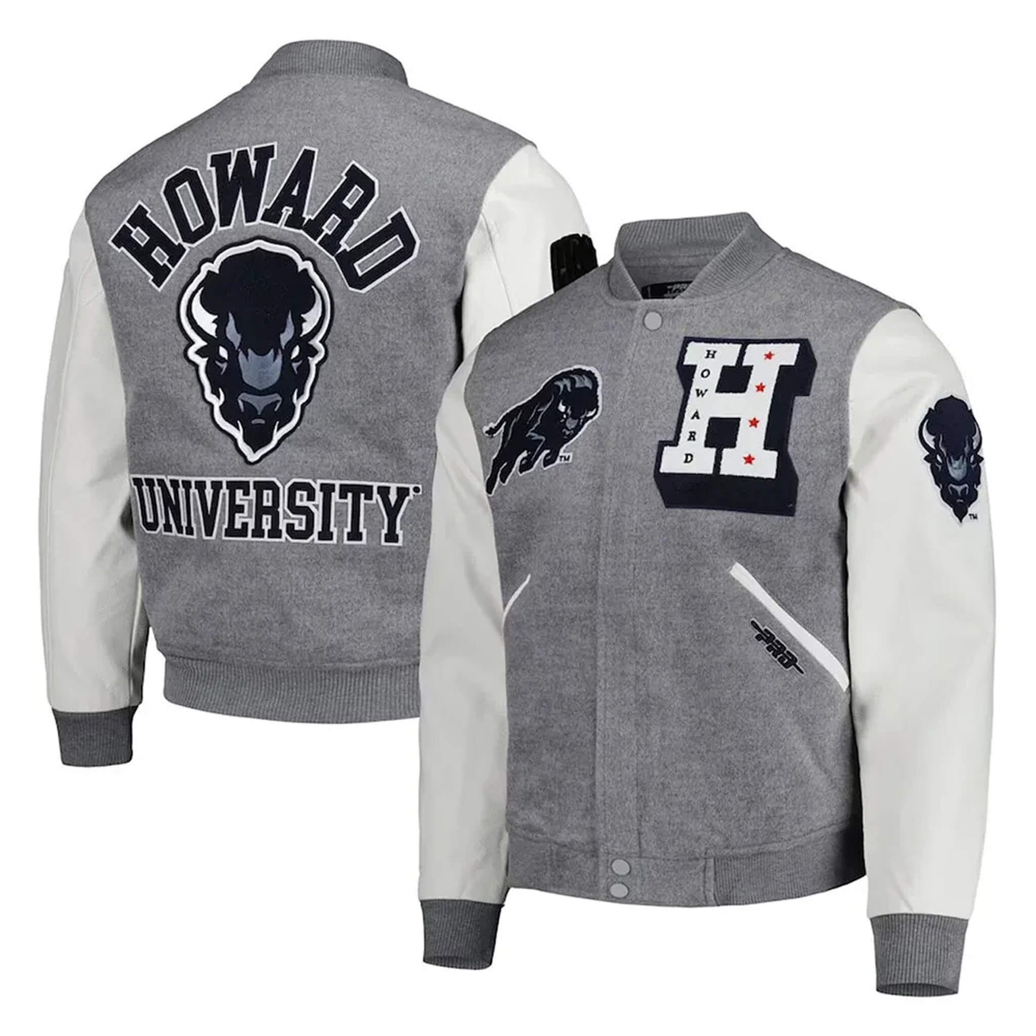 Howard Bison Gray & White Letterman Varsity Jacket