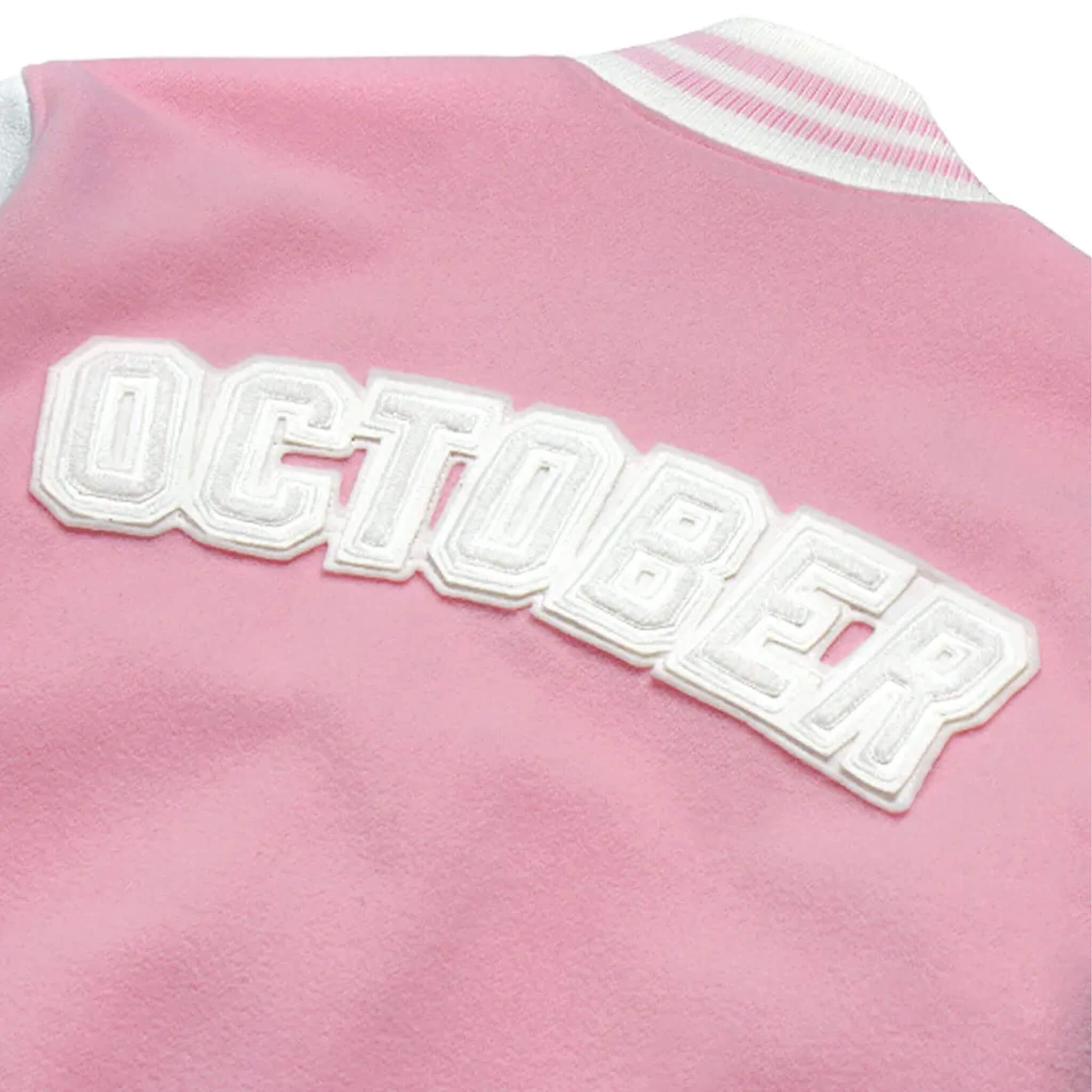 OVO Valentine Day Varsity Jacket–Pink & White Letterman Style