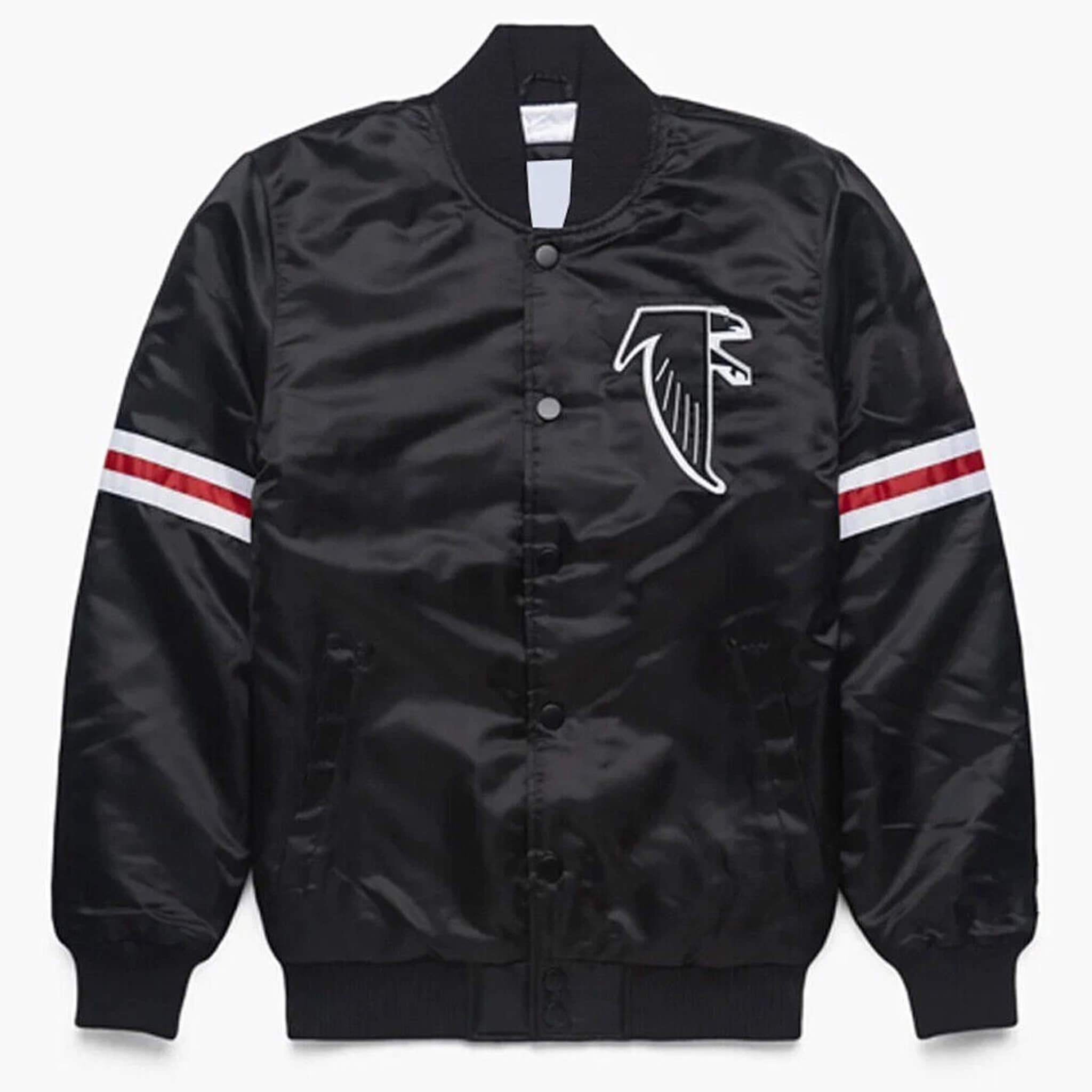 Men's 80s Falcons Black Satin Bomber Varsity Jacket