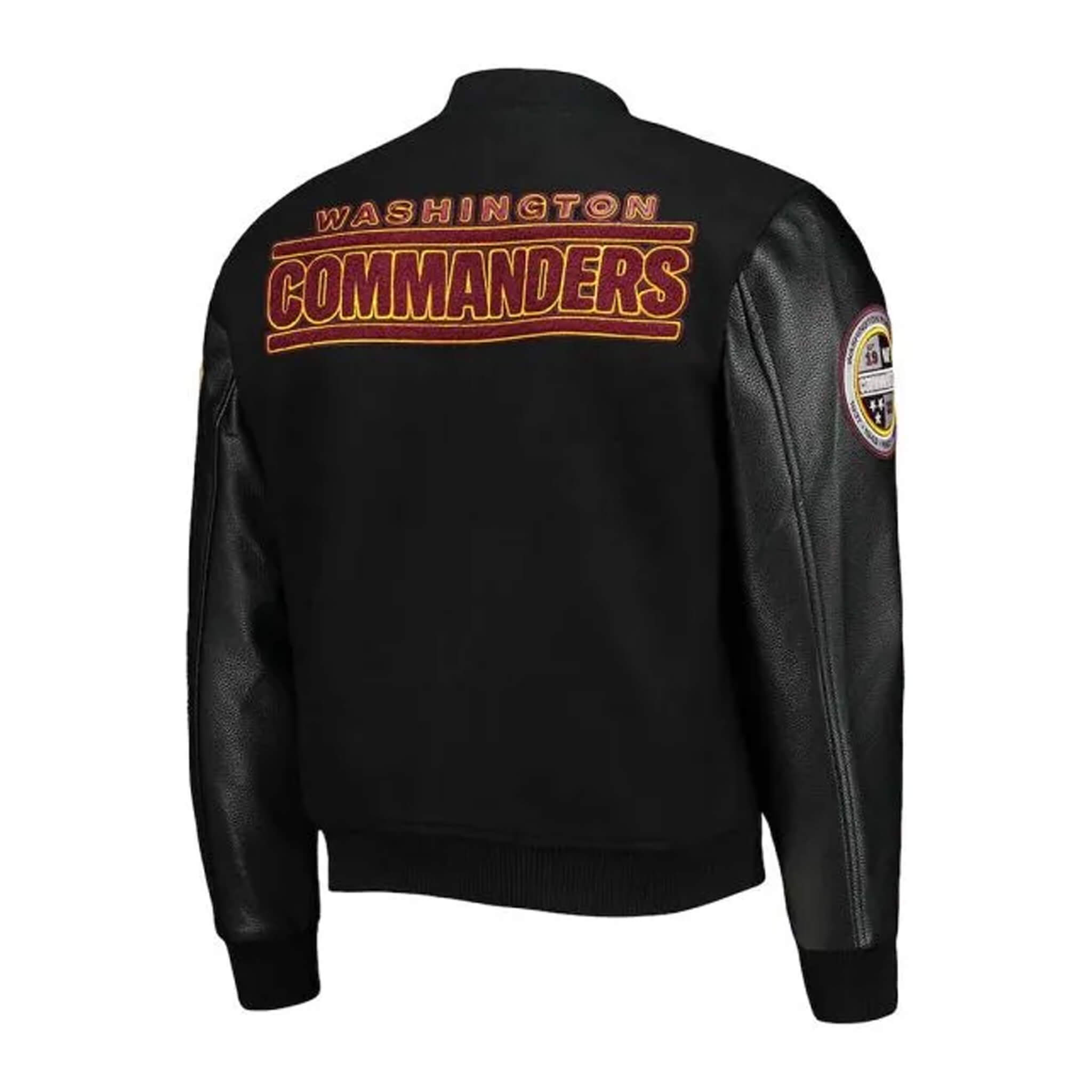 Washington Commanders Black Letterman Varsity Jacket