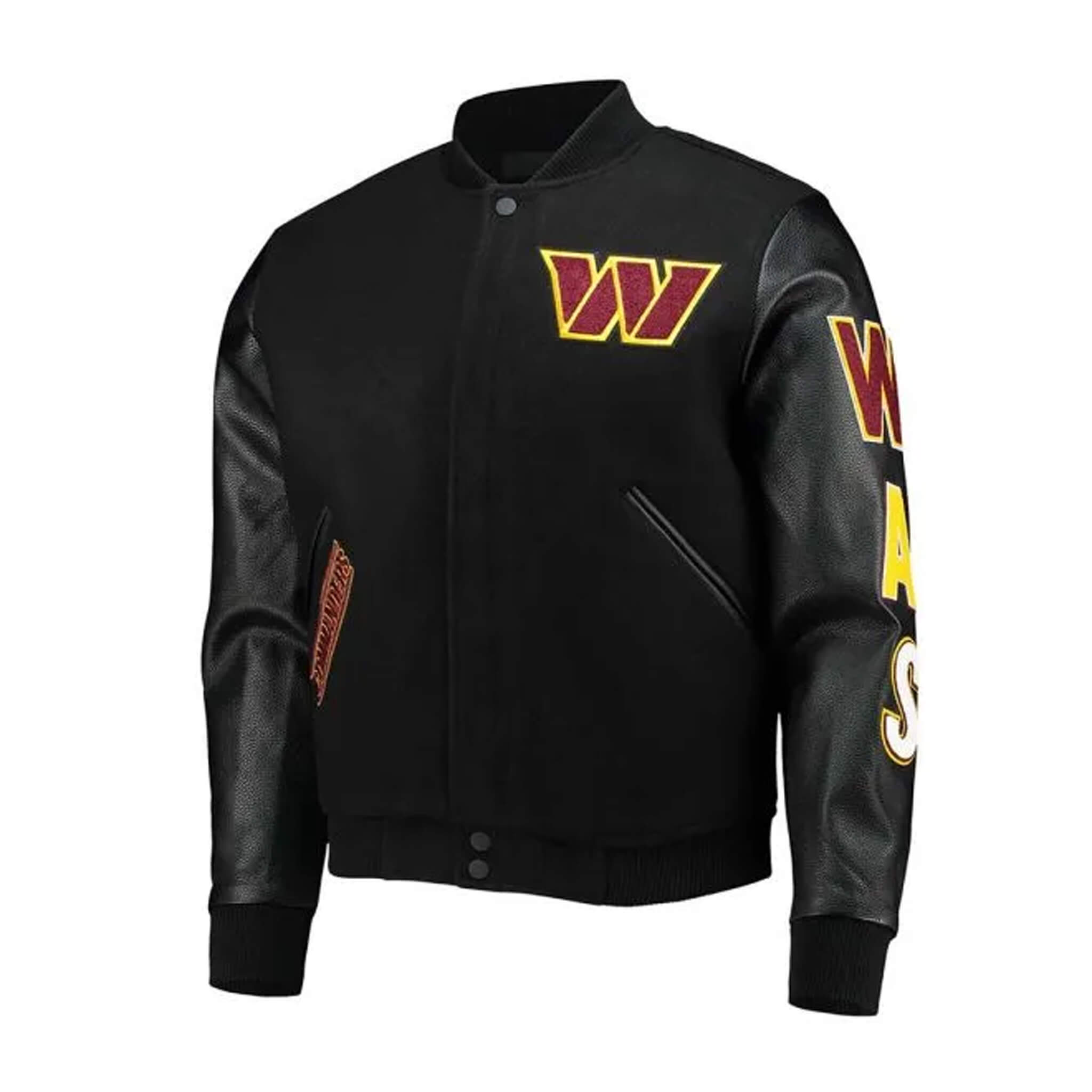 Washington Commanders Black Letterman Varsity Jacket