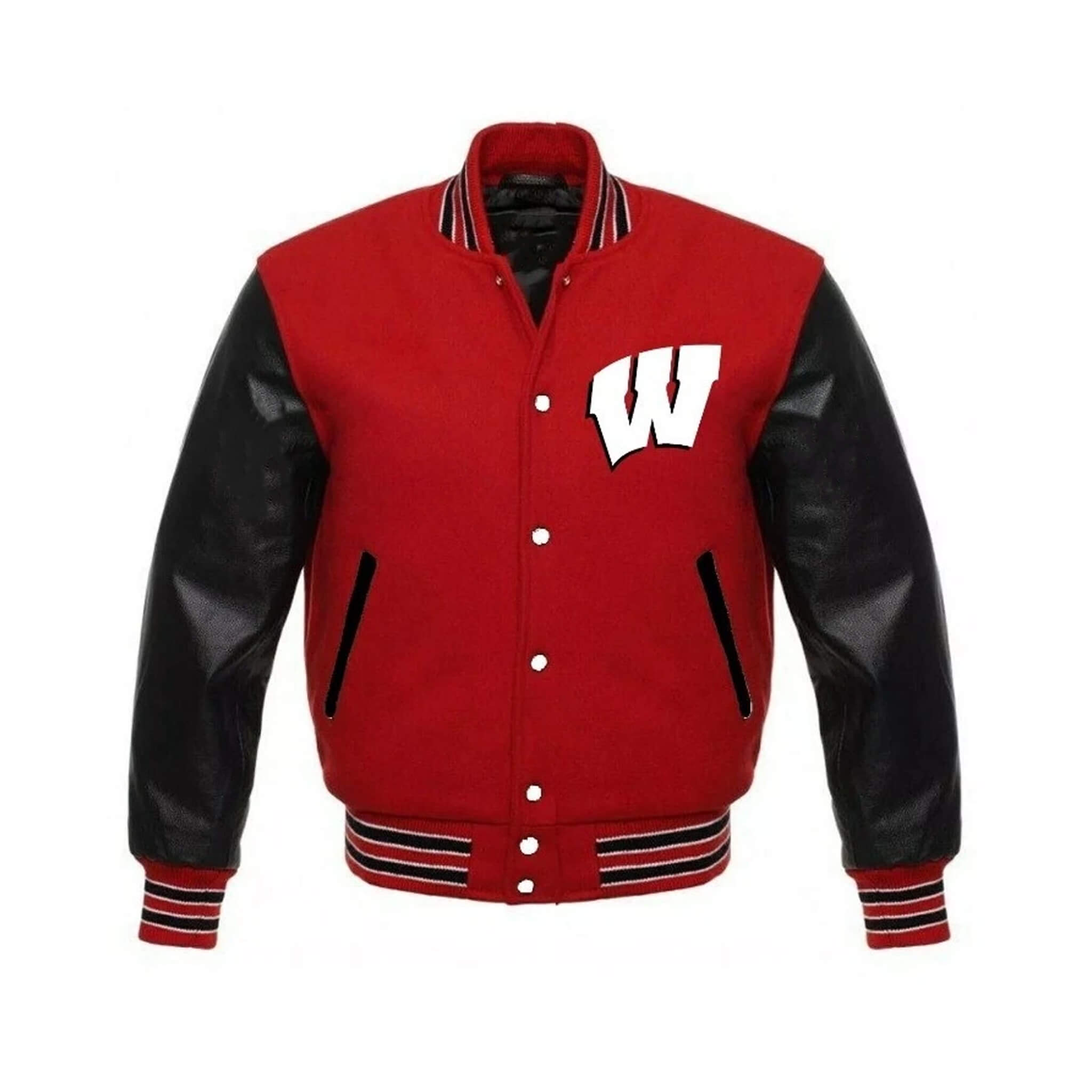 Wisconsin Badgers Red & Black Football Varsity Jacket