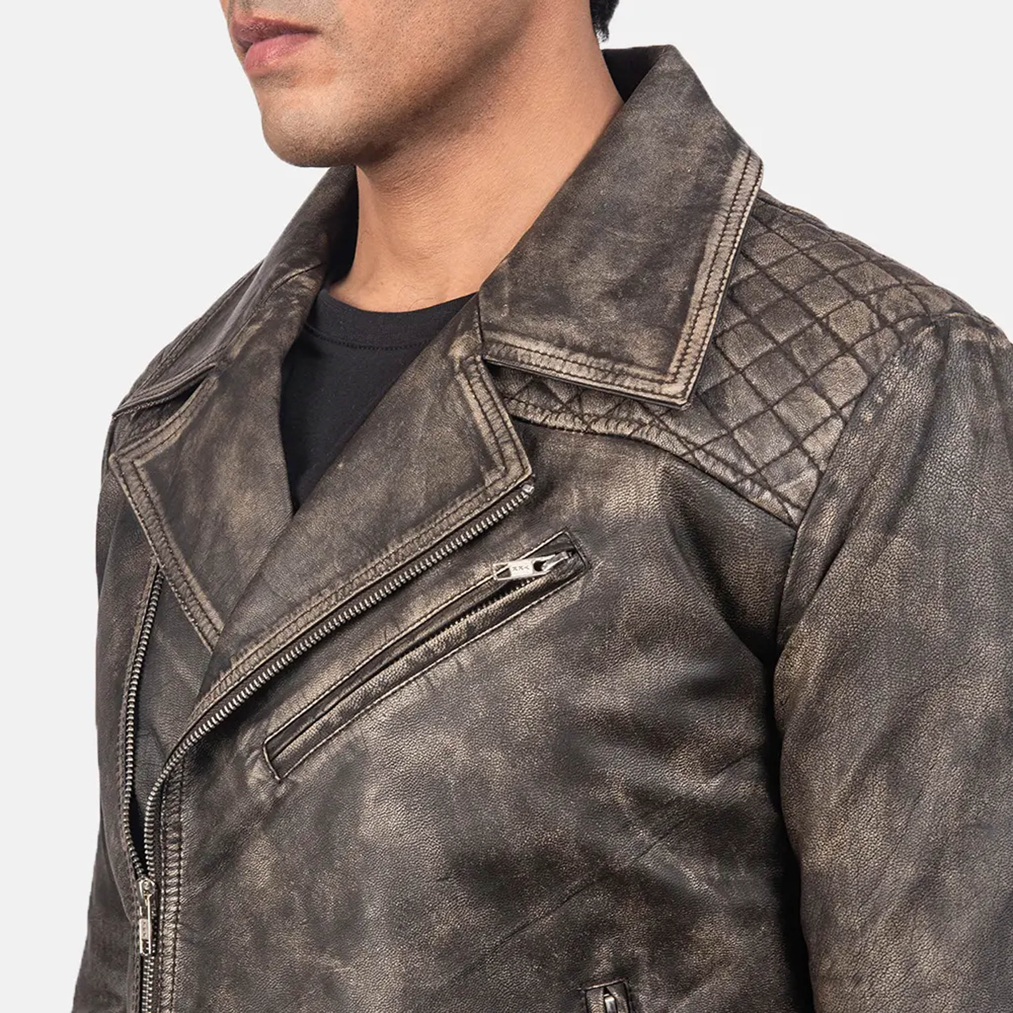 Legacy Quilted Brown Leather Jacket – Bold Biker Style with Quilted