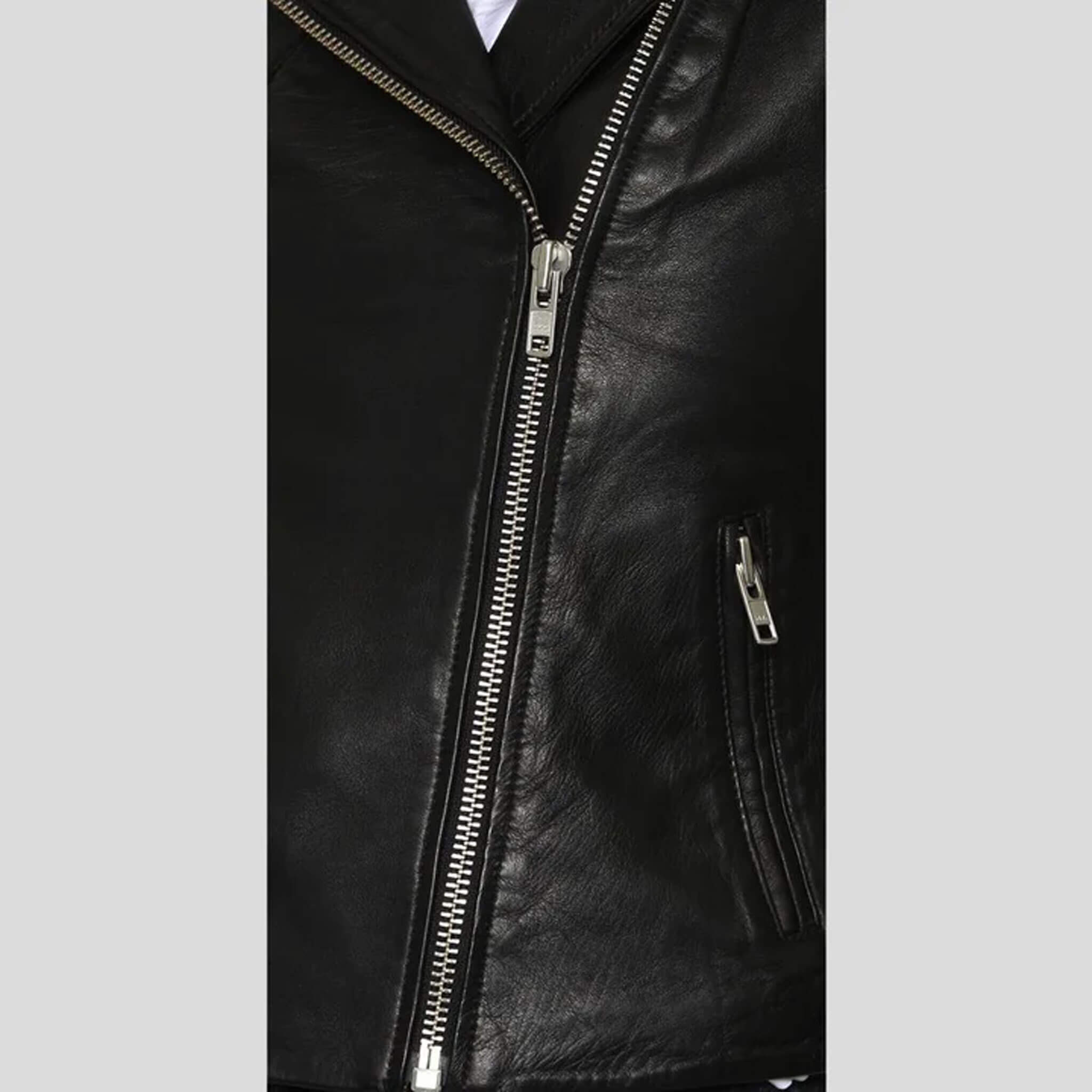 Nocturne Black Studded Lambskin Moto Leather Jacket