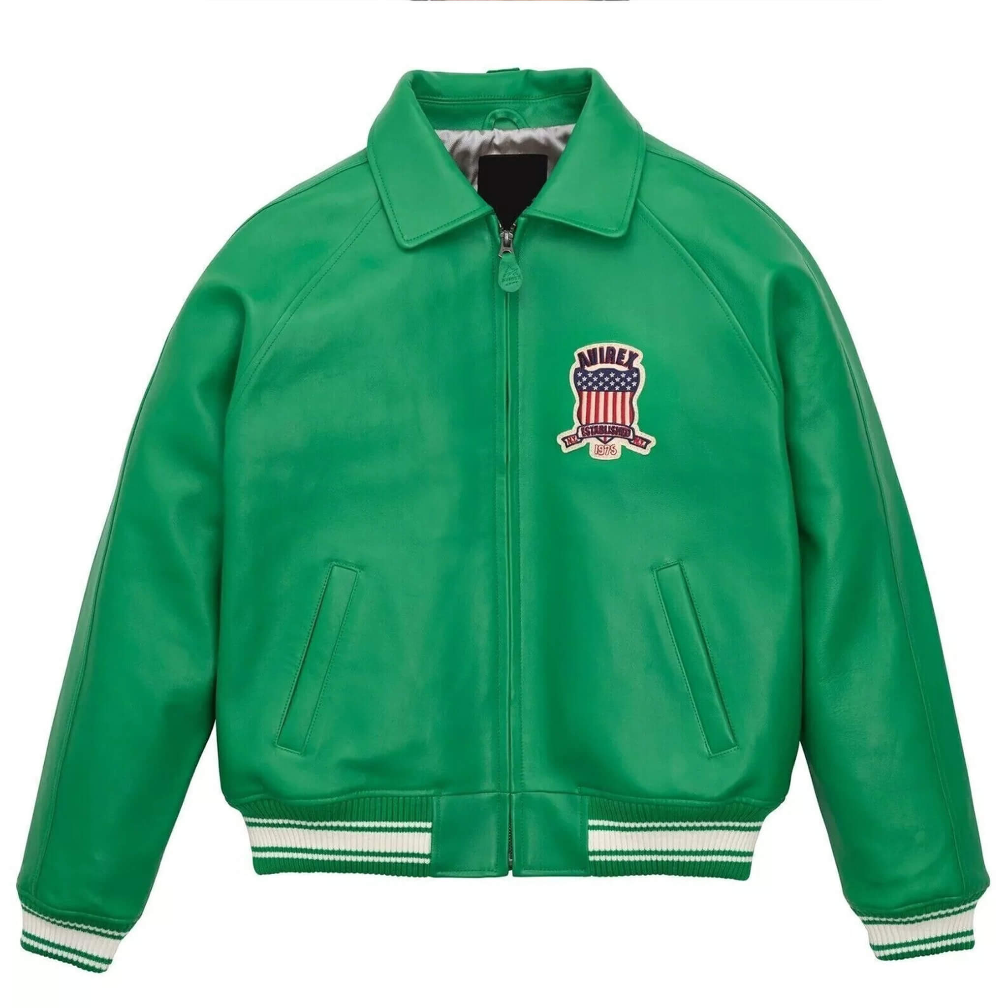 Avirex Men's Sheepskin Leather Flight Bomber Varsity Jacket