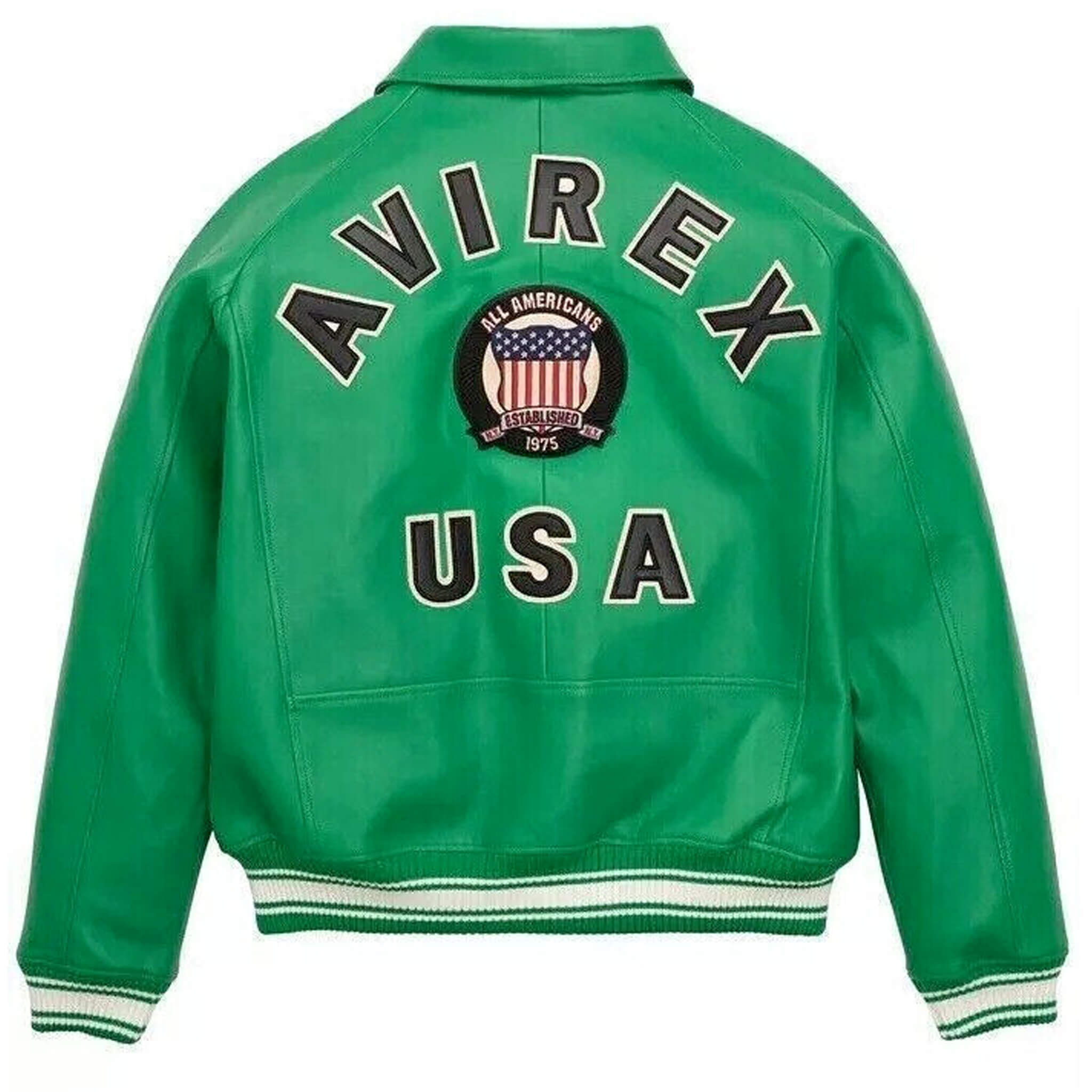Avirex Men's Sheepskin Leather Flight Bomber Varsity Jacket