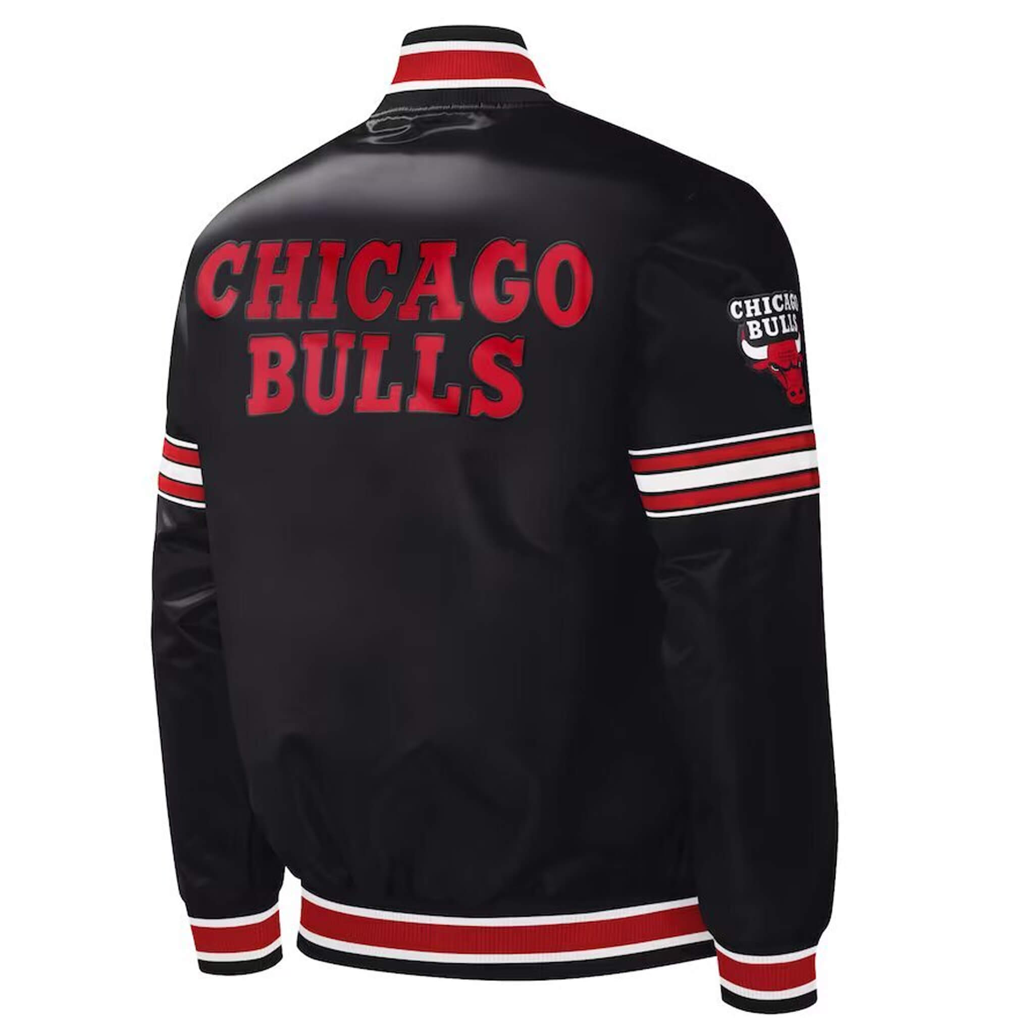 Chicago Bulls Black Satin Baseball Varsity Jacket - Classic Style