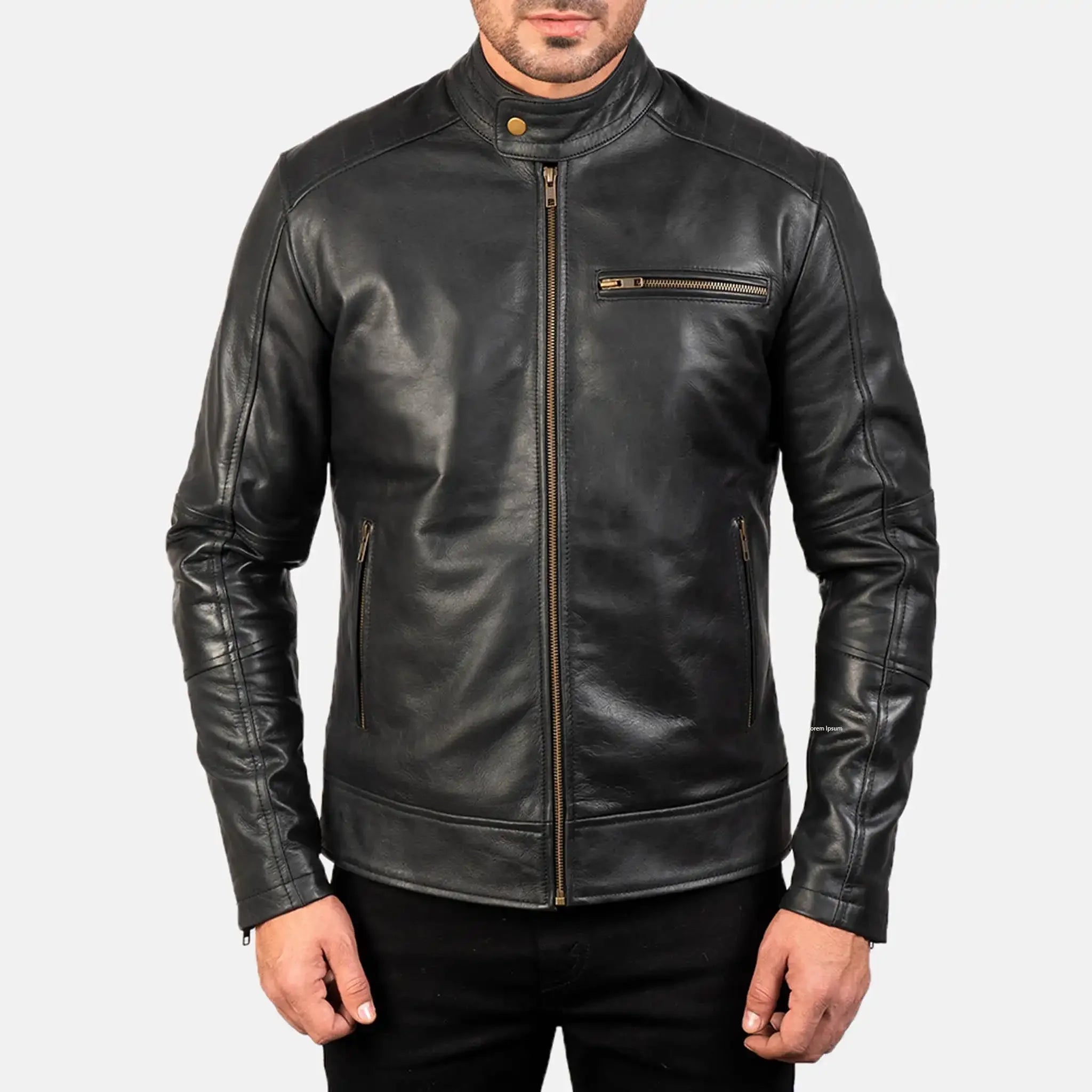 Classic Black Leather Biker Jacket - Premium Motorcycle Style