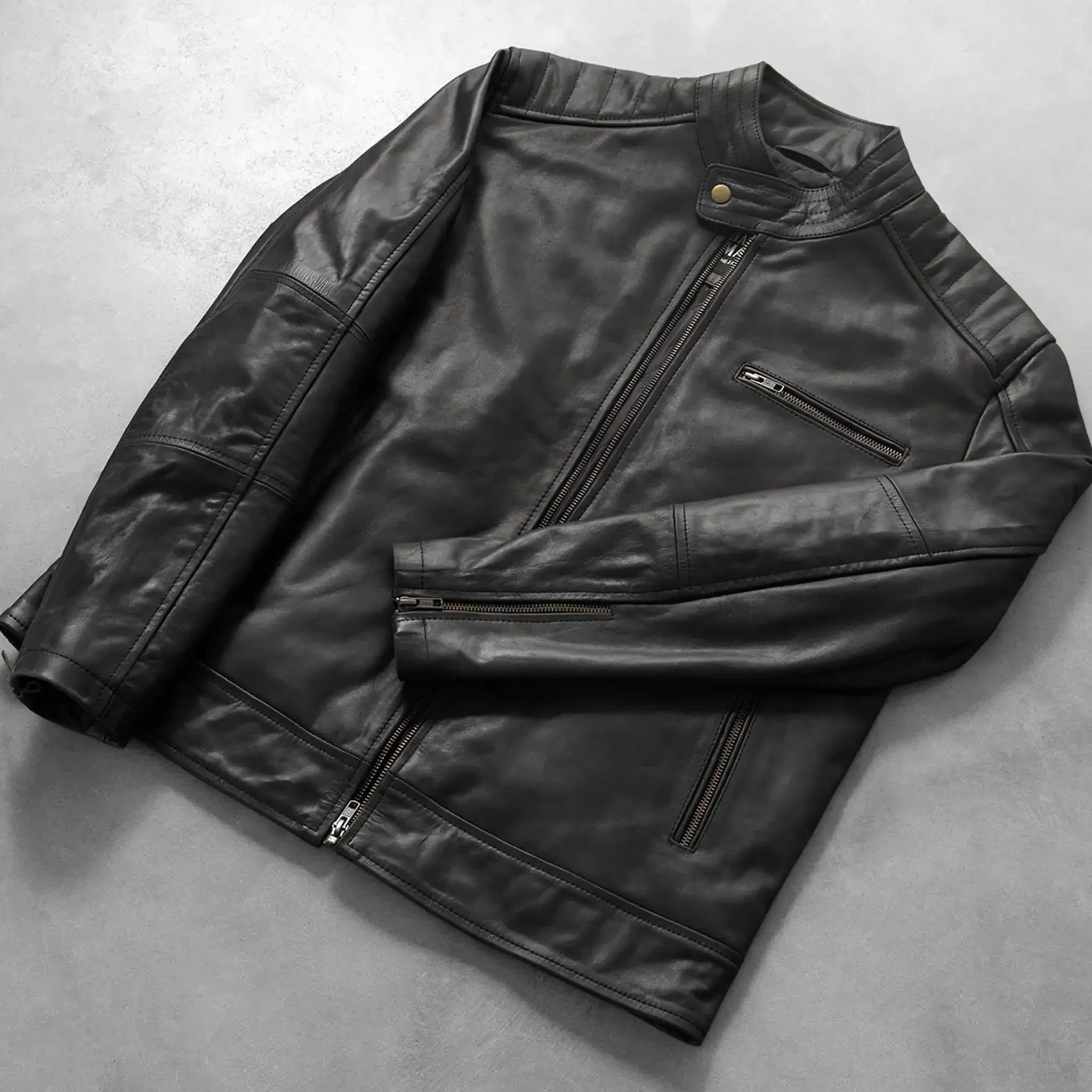 Classic Black Leather Biker Jacket - Premium Motorcycle Style