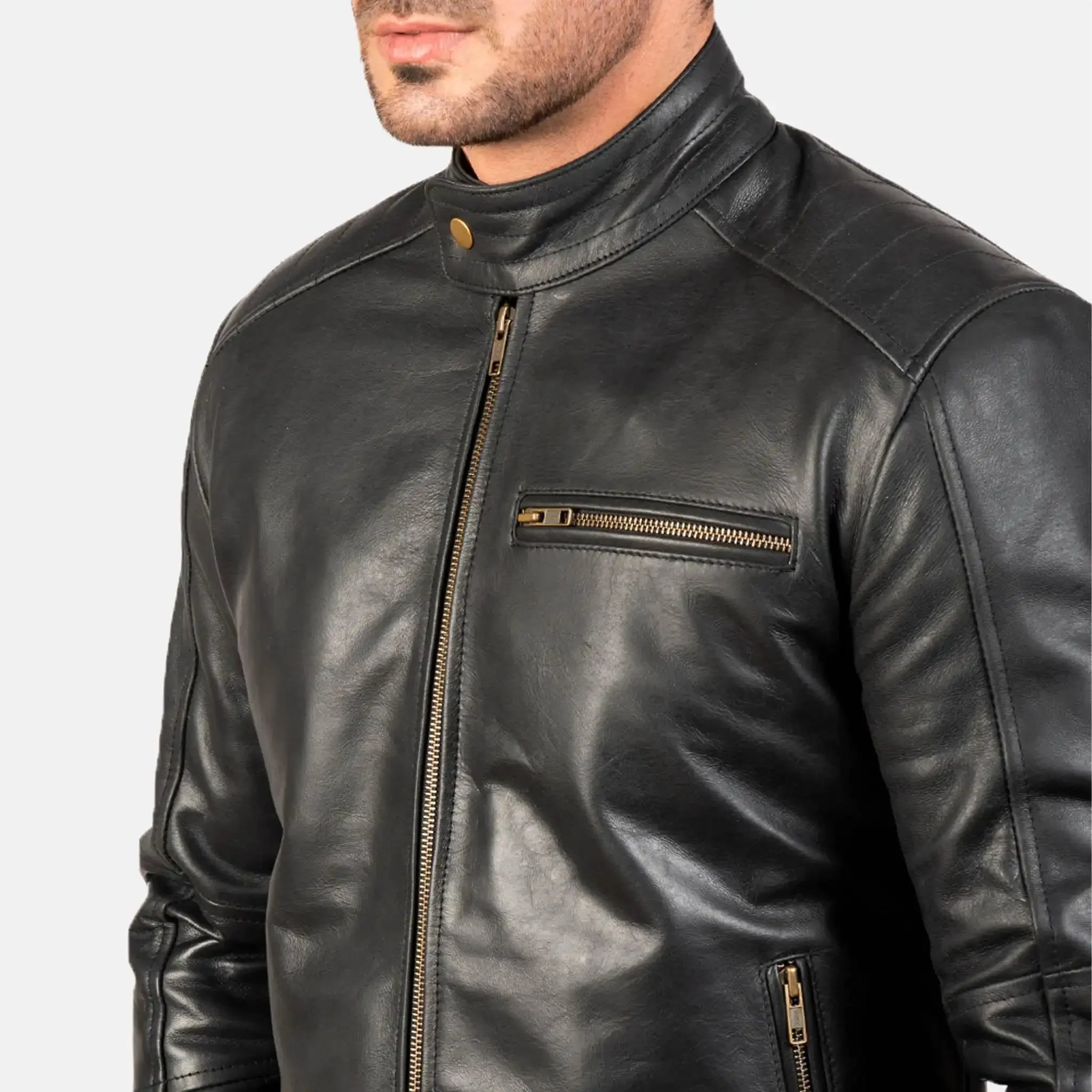 Classic Black Leather Biker Jacket - Premium Motorcycle Style
