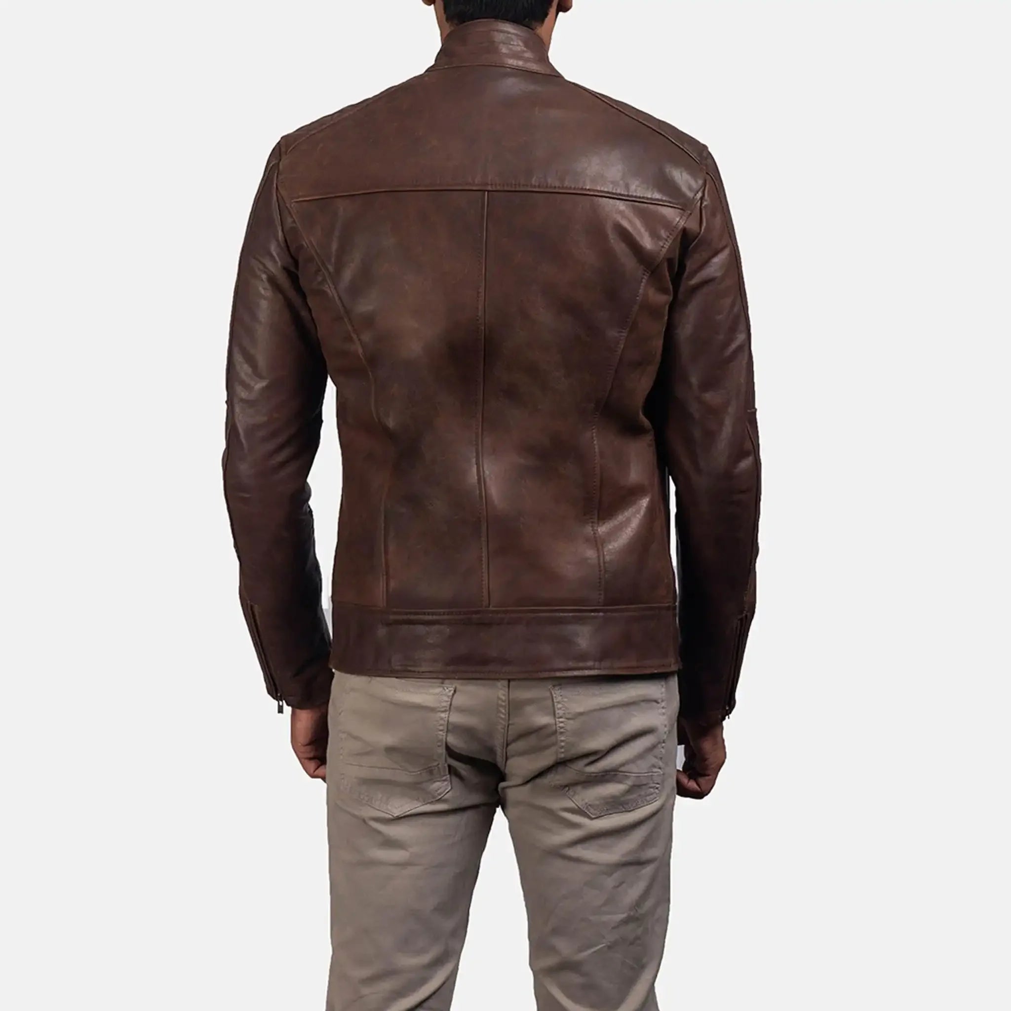 Classic Brown Leather Biker Jacket - Premium Motorcycle Style