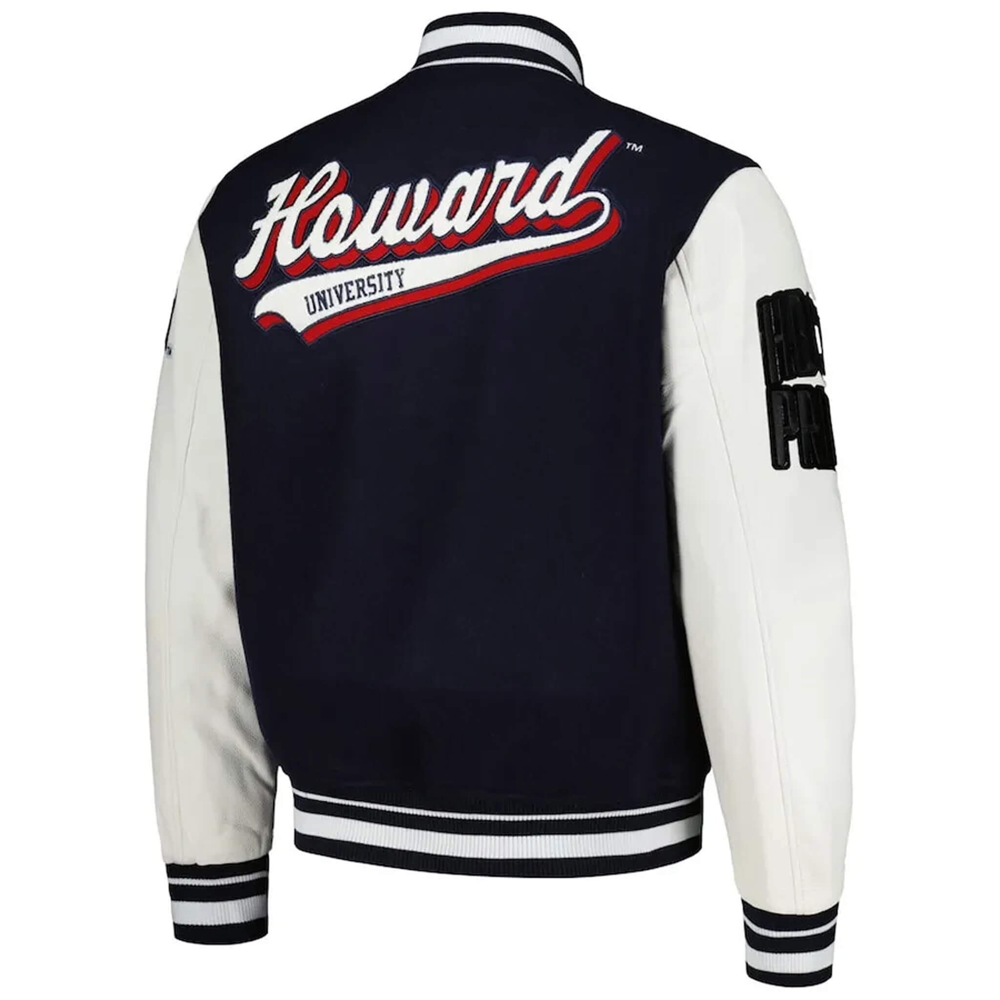 Howard Bison Script Navy & White Letterman Varsity Jacket