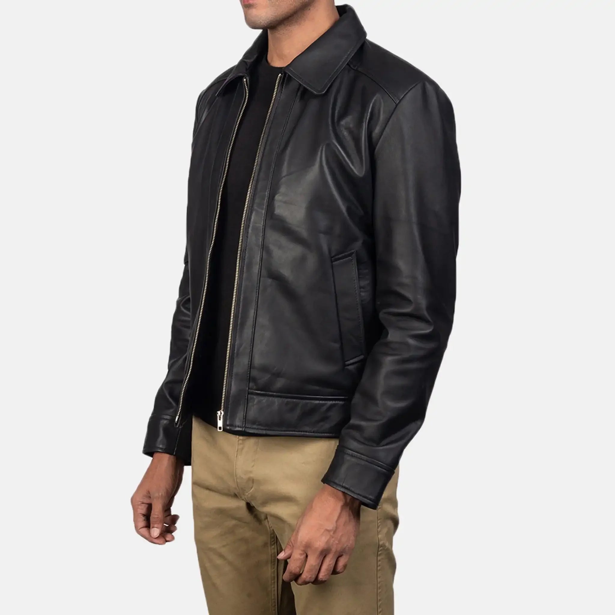 Infernos Men's Black Leather Jacket - Classic Style Versatile Fashion
