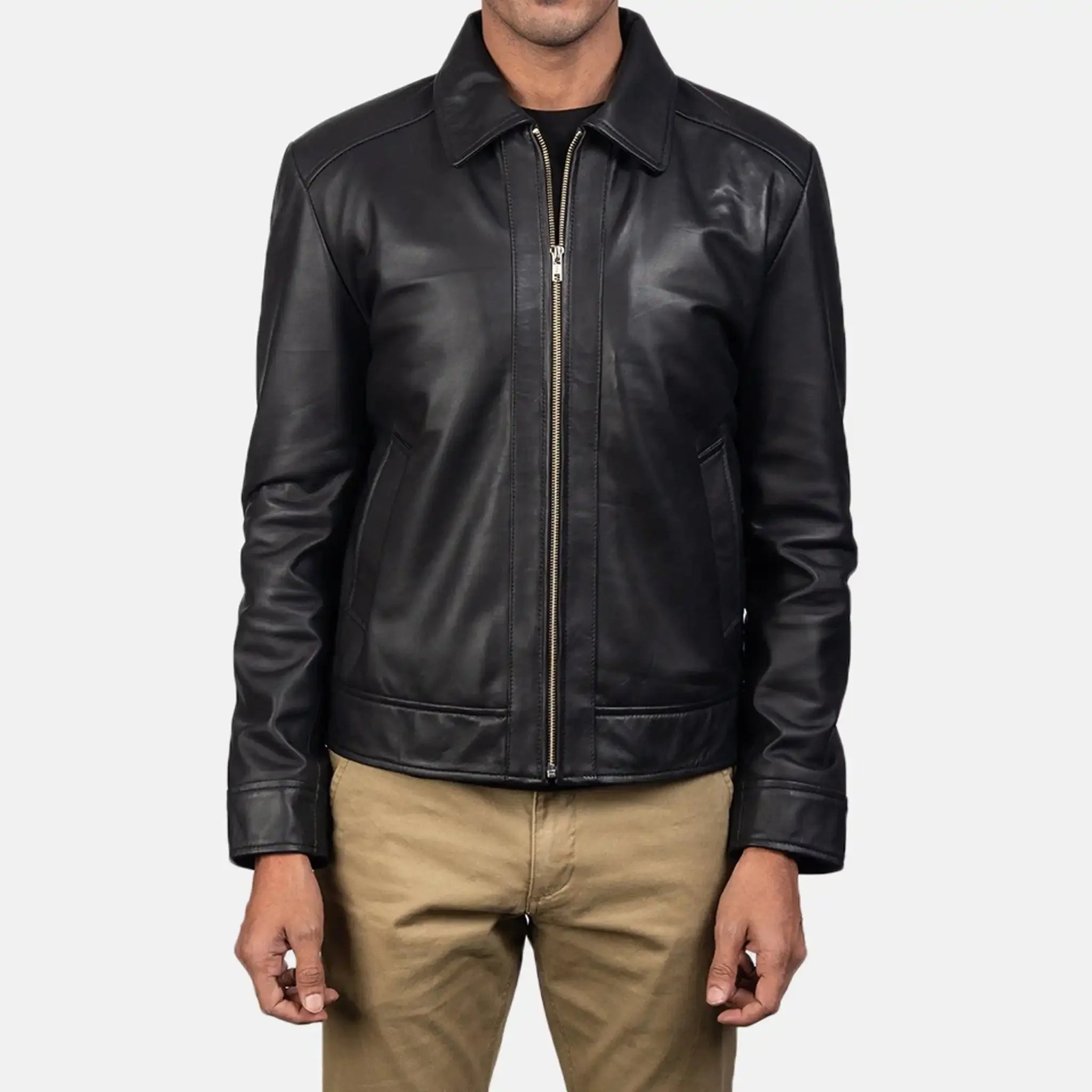 Infernos Men's Black Leather Jacket - Classic Style Versatile Fashion
