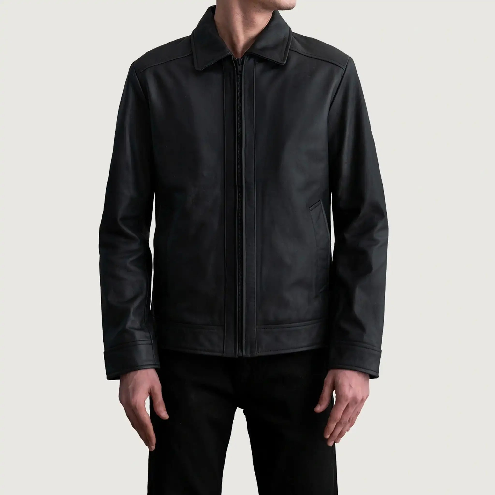 Infernos Men's Black Leather Jacket - Classic Style Versatile Fashion