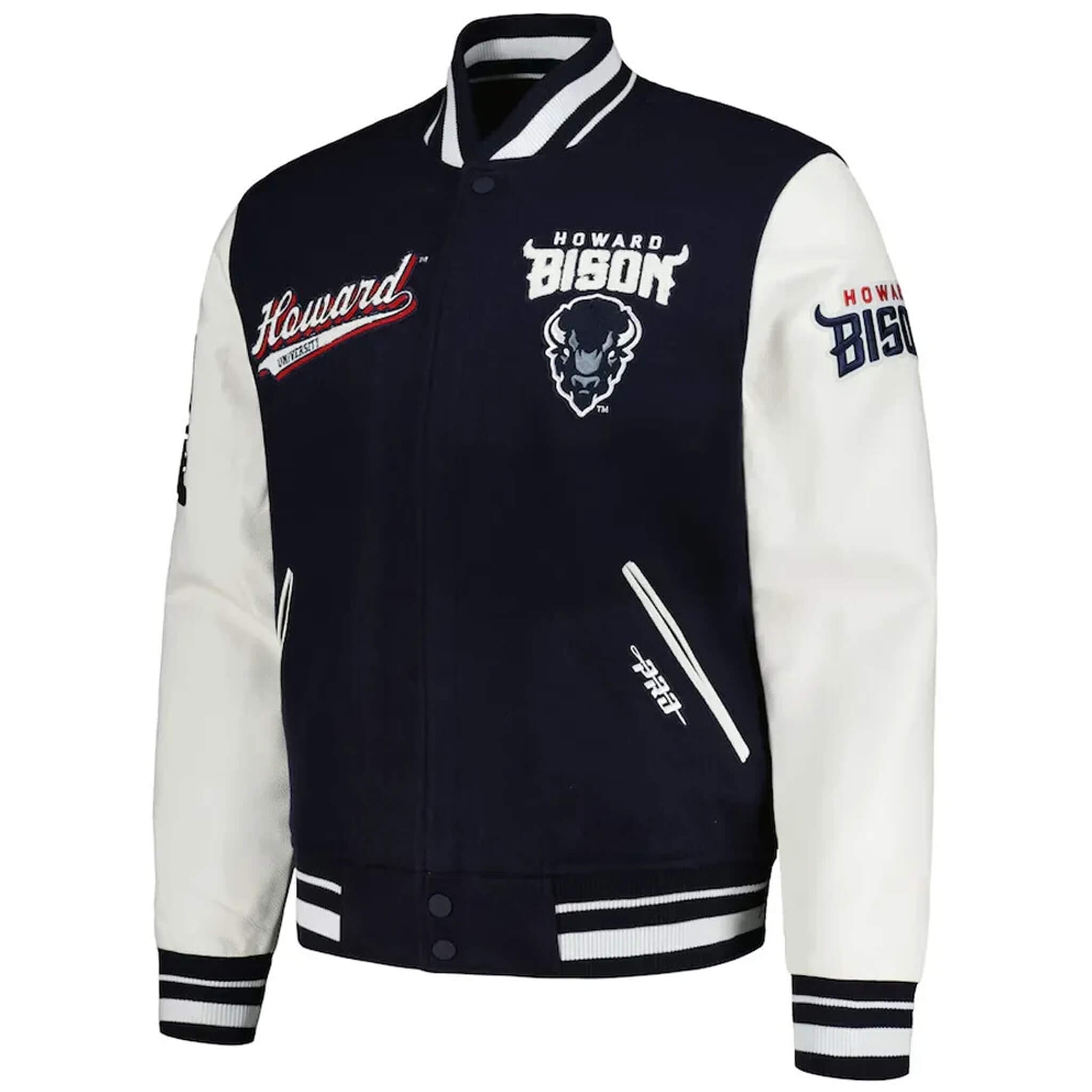 Howard Bison Script Navy & White Letterman Varsity Jacket