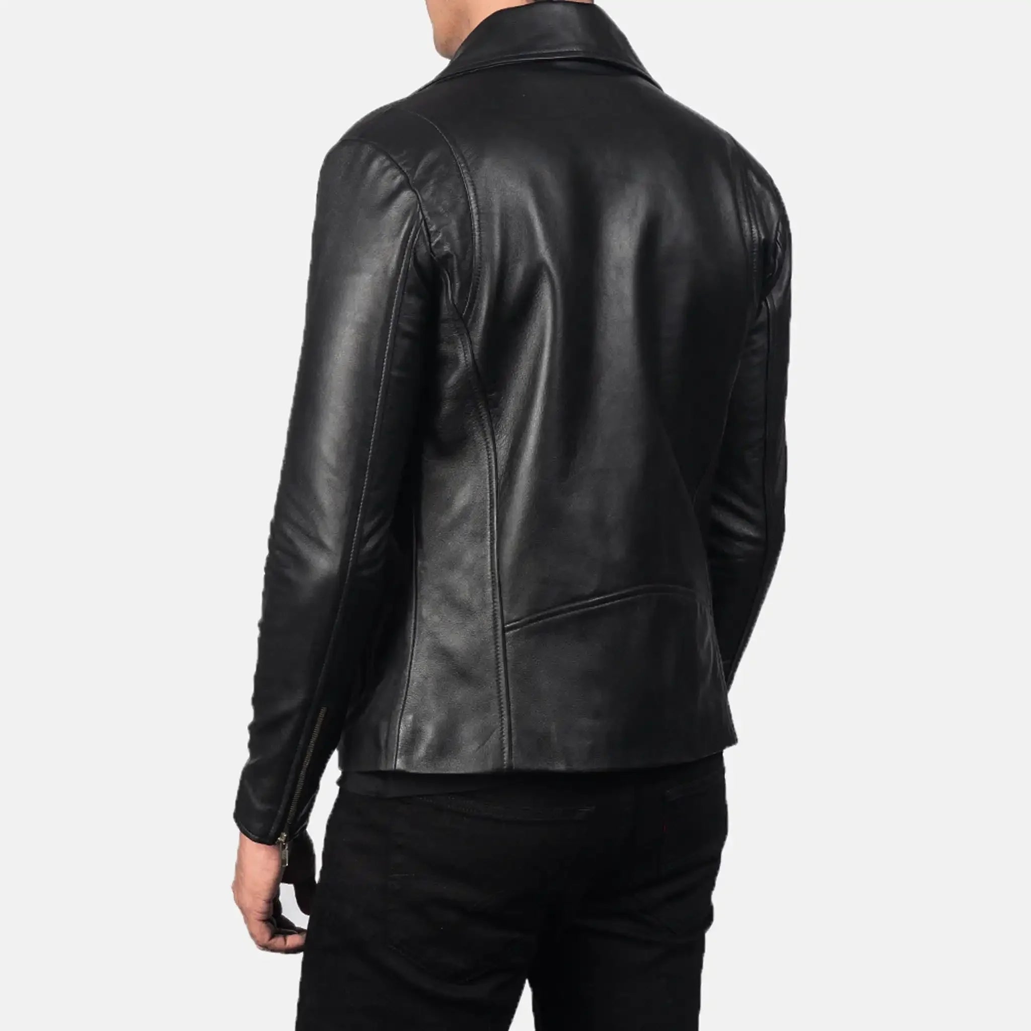 Soane Black Leather Biker Jacket - Classic Motorcycle Style for Men