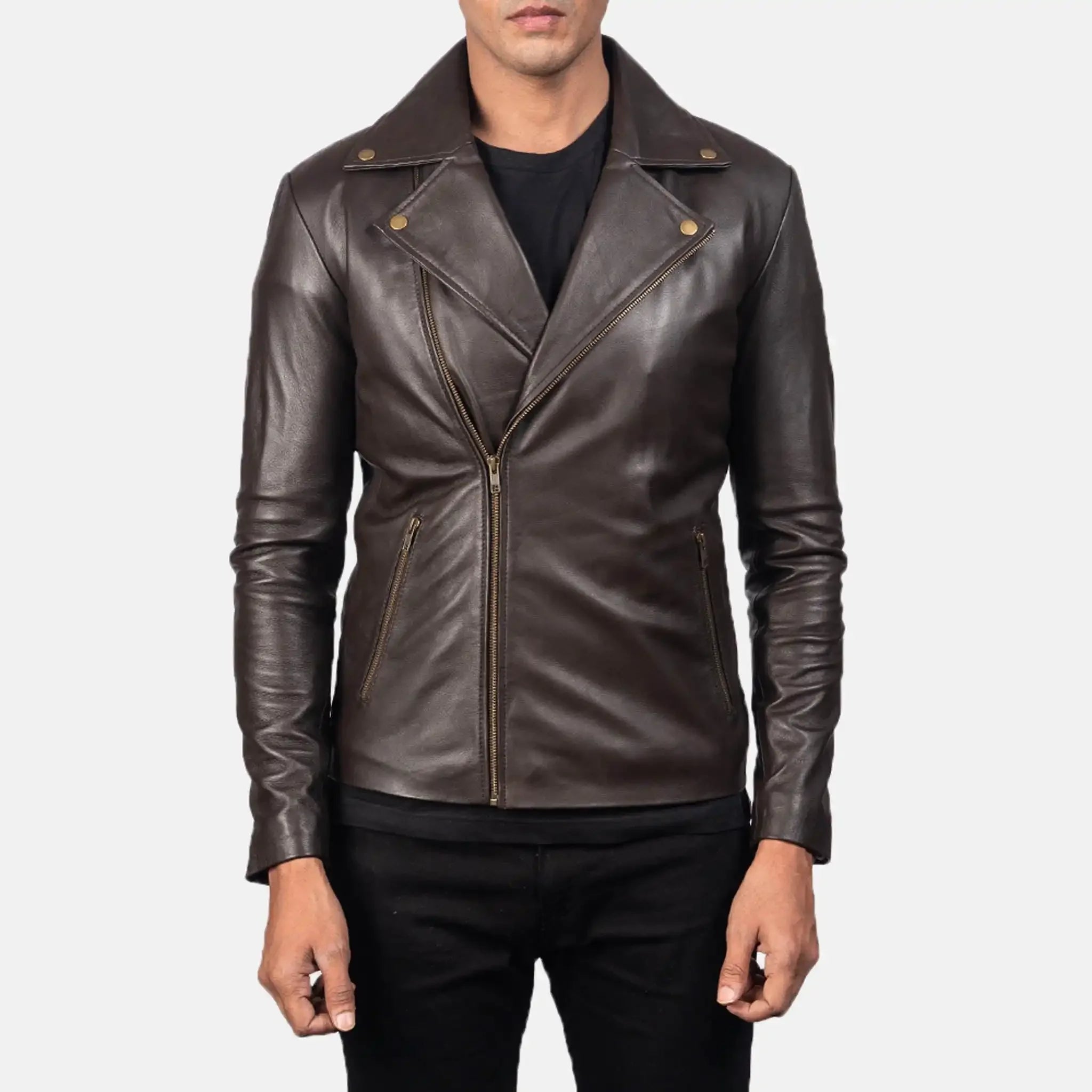 Soane Black Leather Biker Jacket - Classic Motorcycle Style for Men