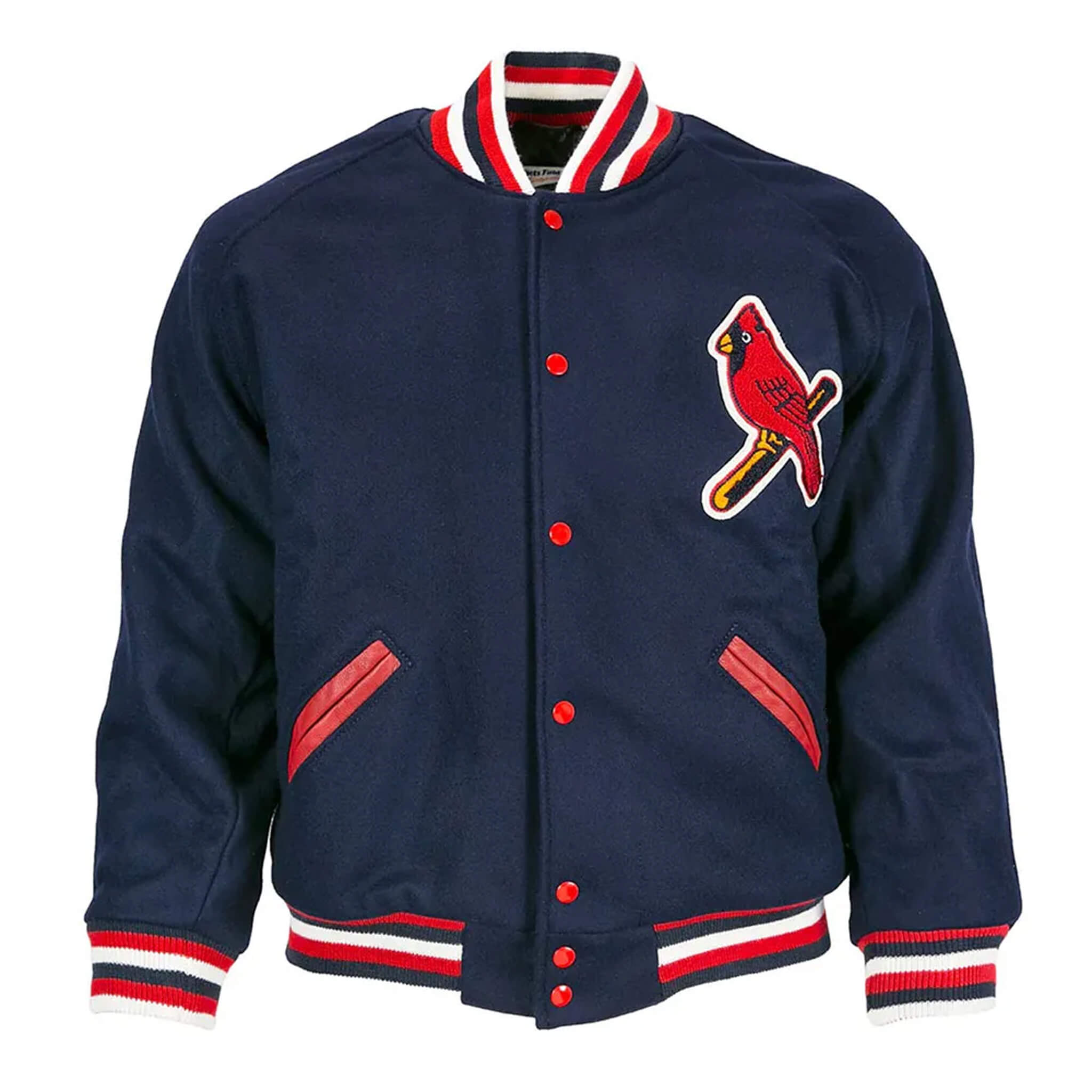 St. Louis Cardinals 1950 varsity jacket in navy wool with button closure