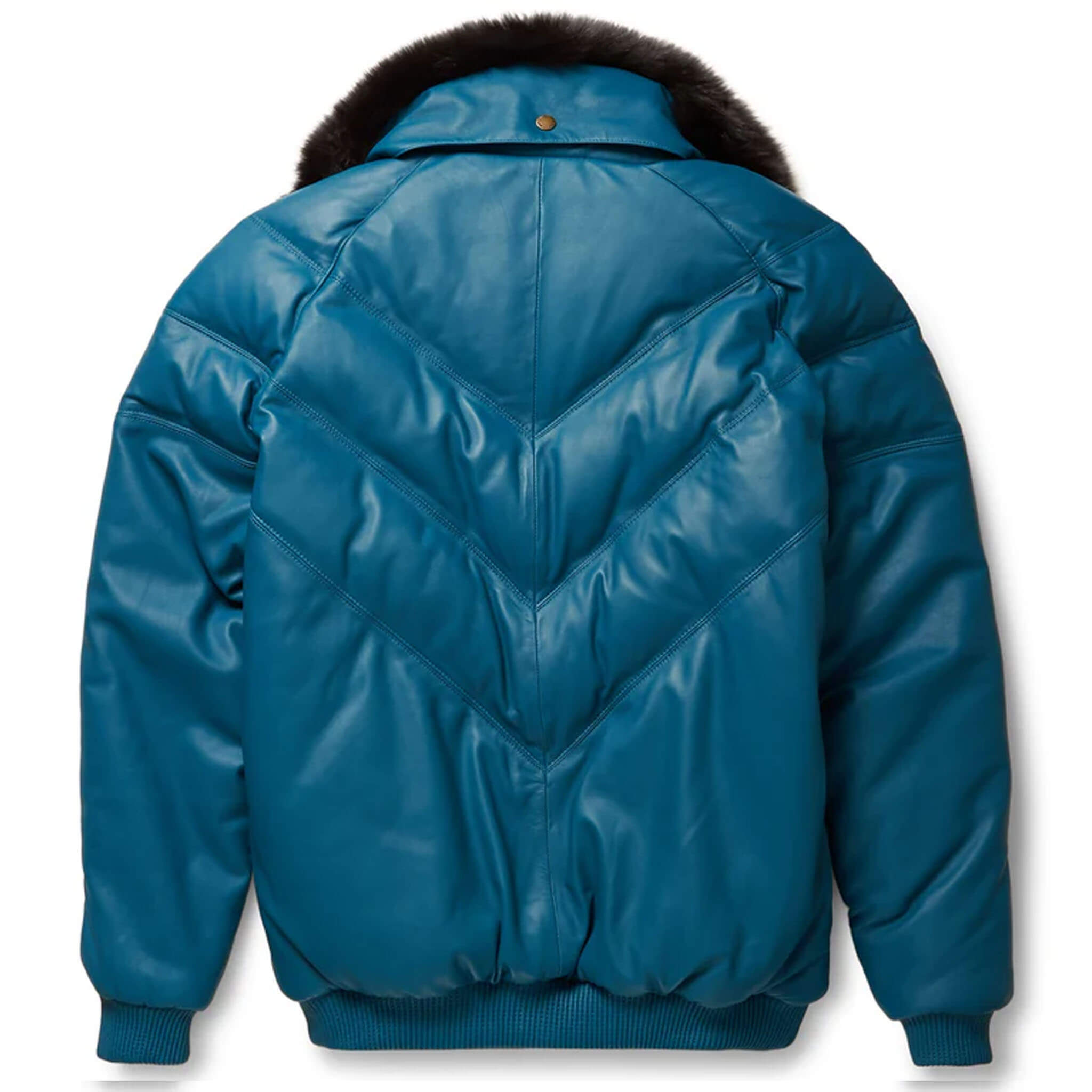 Teal Leather V-Bomber Jacket for Men & Women Jacket Template