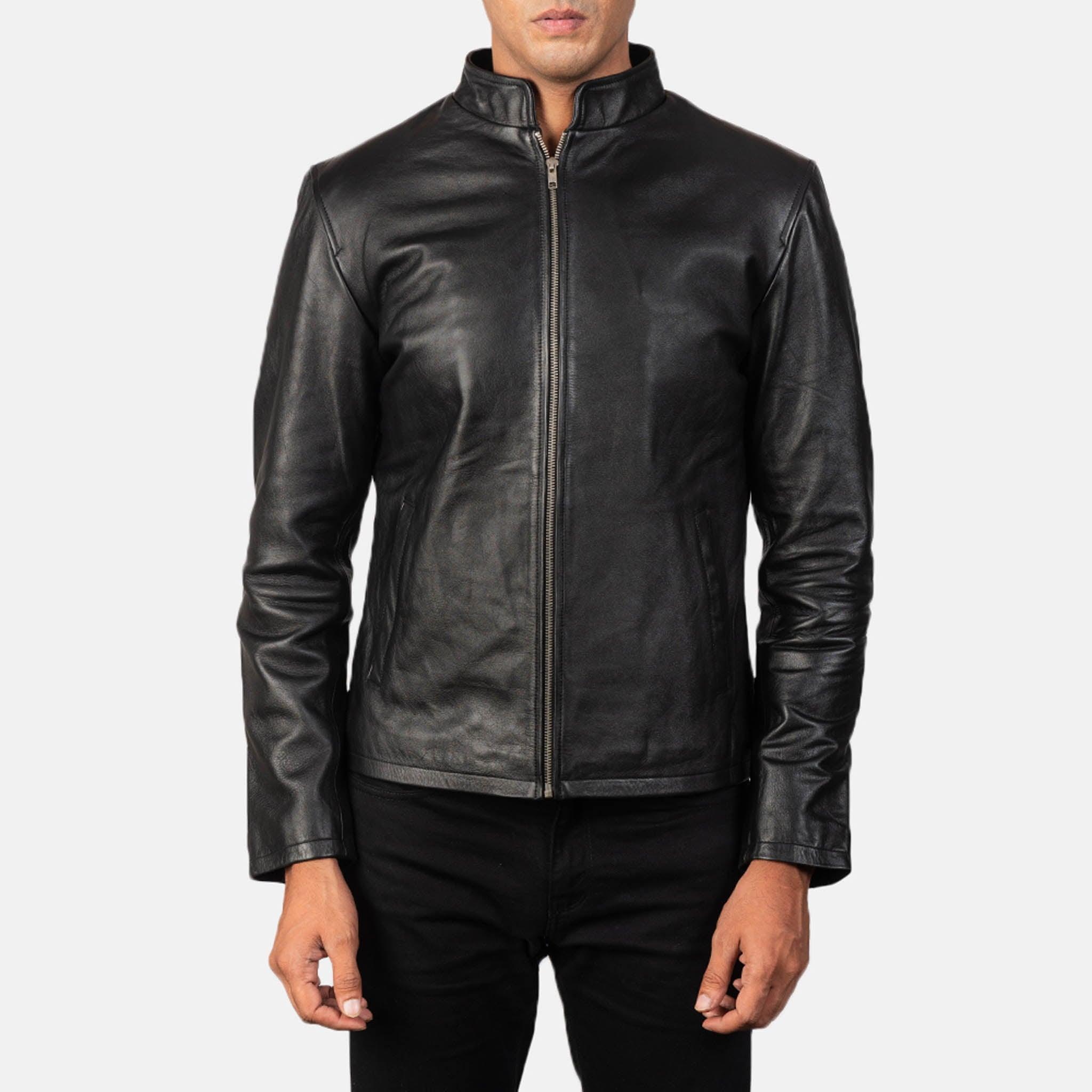 Alec Black Leather Bikers Jacket – Timeless Vintage Look