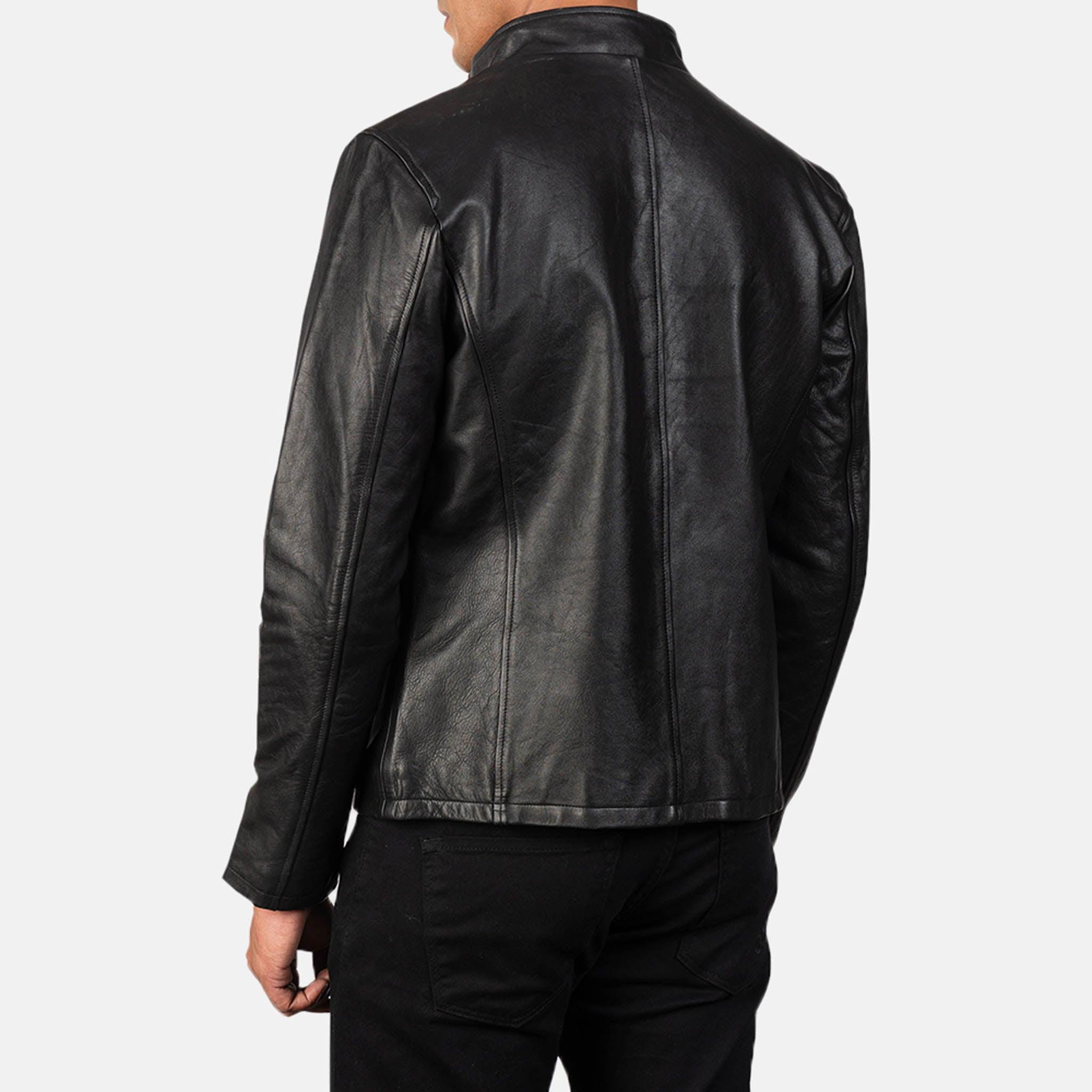 Alec Black Leather Bikers Jacket – Timeless Vintage Look