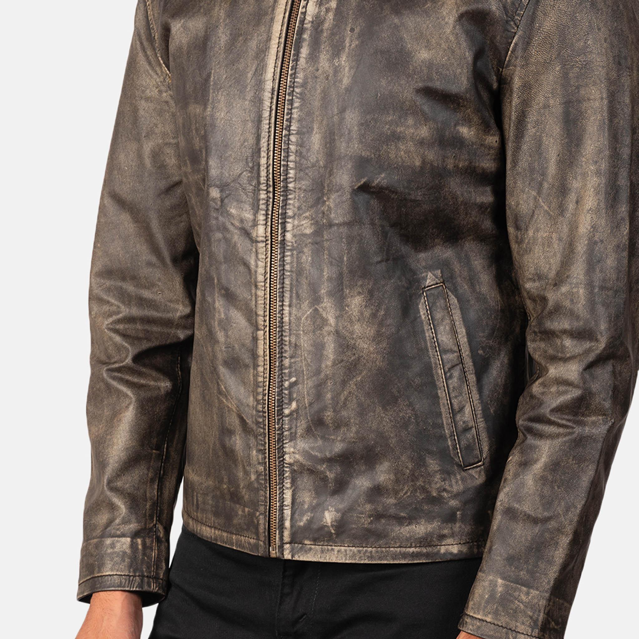 Alec Distressed Brown Leather Jacket – Timeless Vintage Look