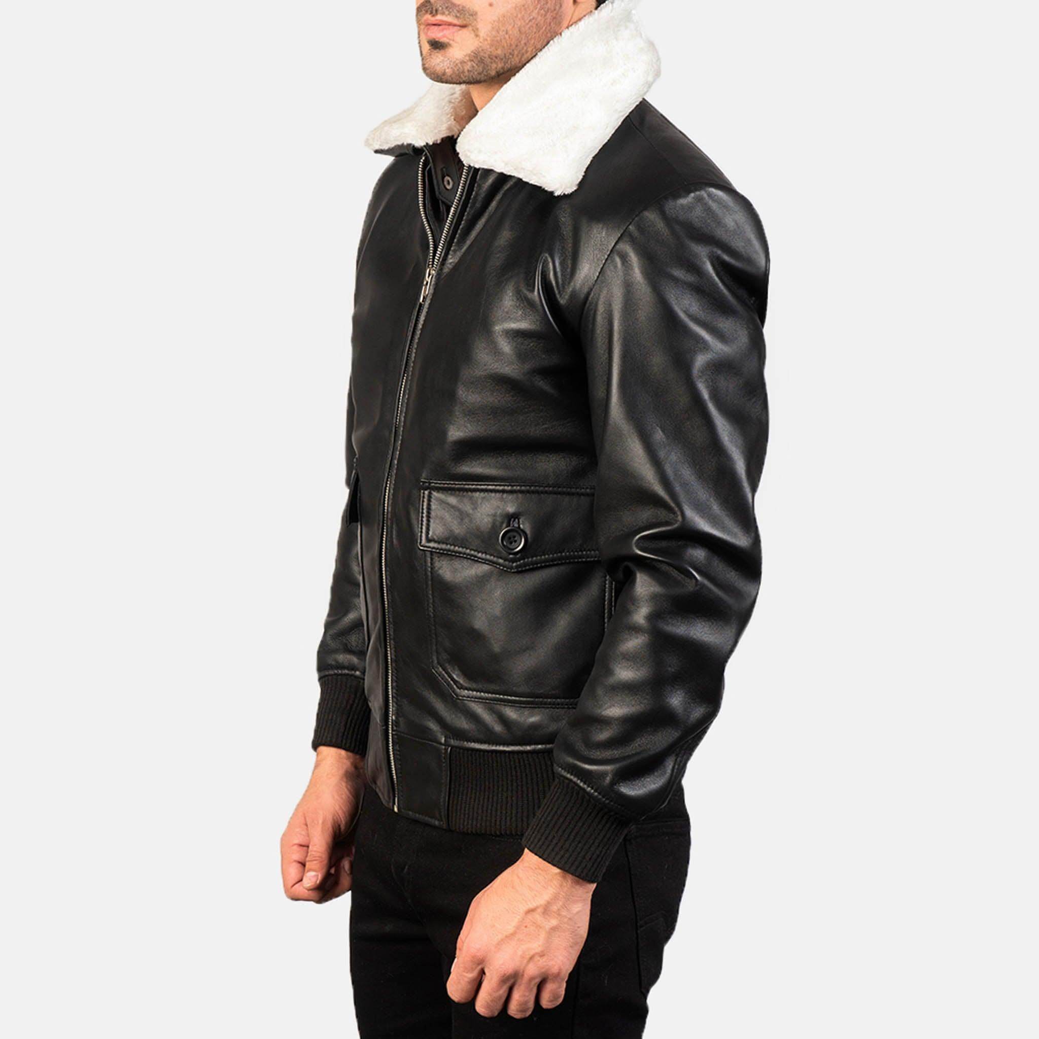 Aarin G-1 Leather Aviator Jacket – Classic Shearling Fur Collar Bomber - leathergang.com