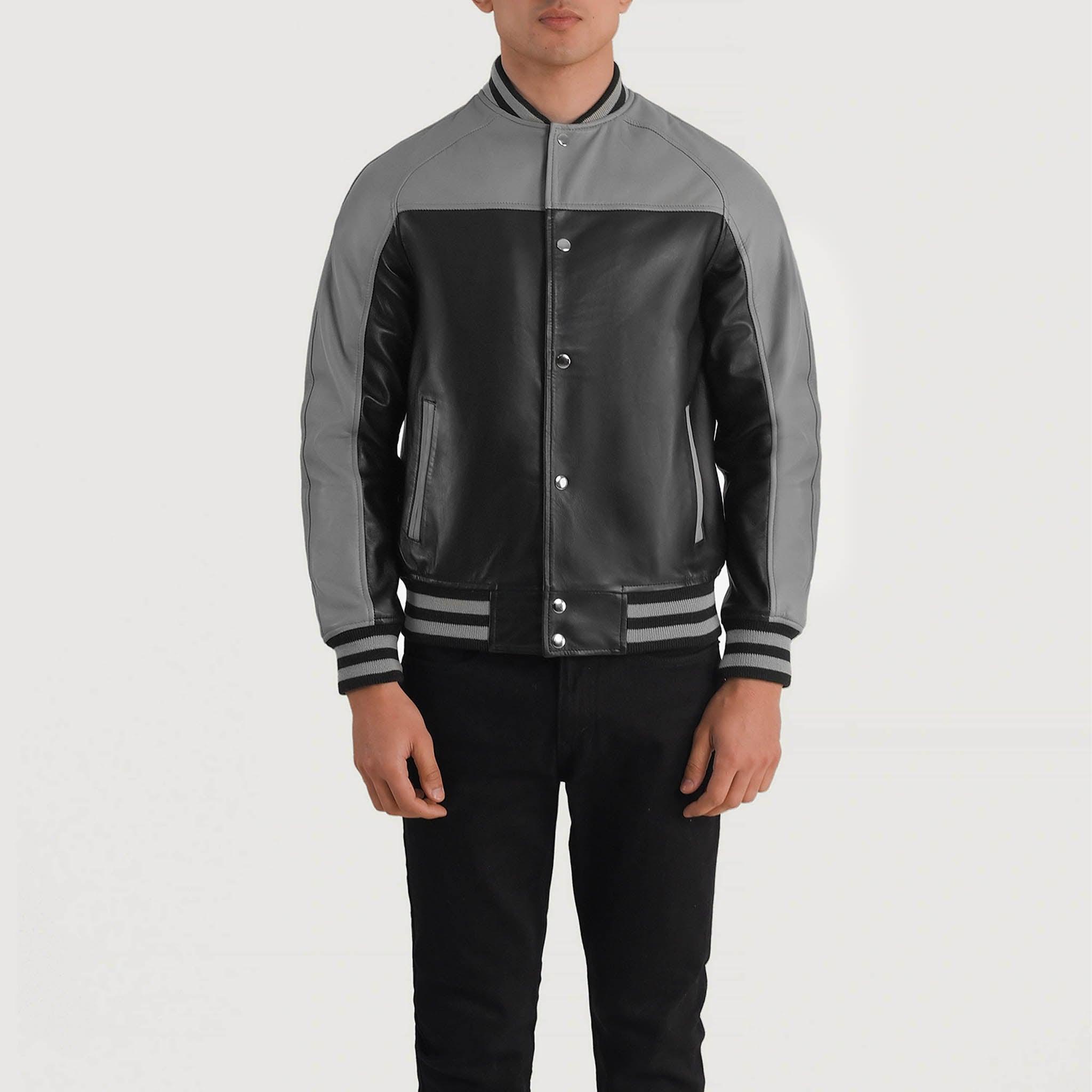 Tristan Leather Varsity Jacket in Black & Red – College Letterman Style