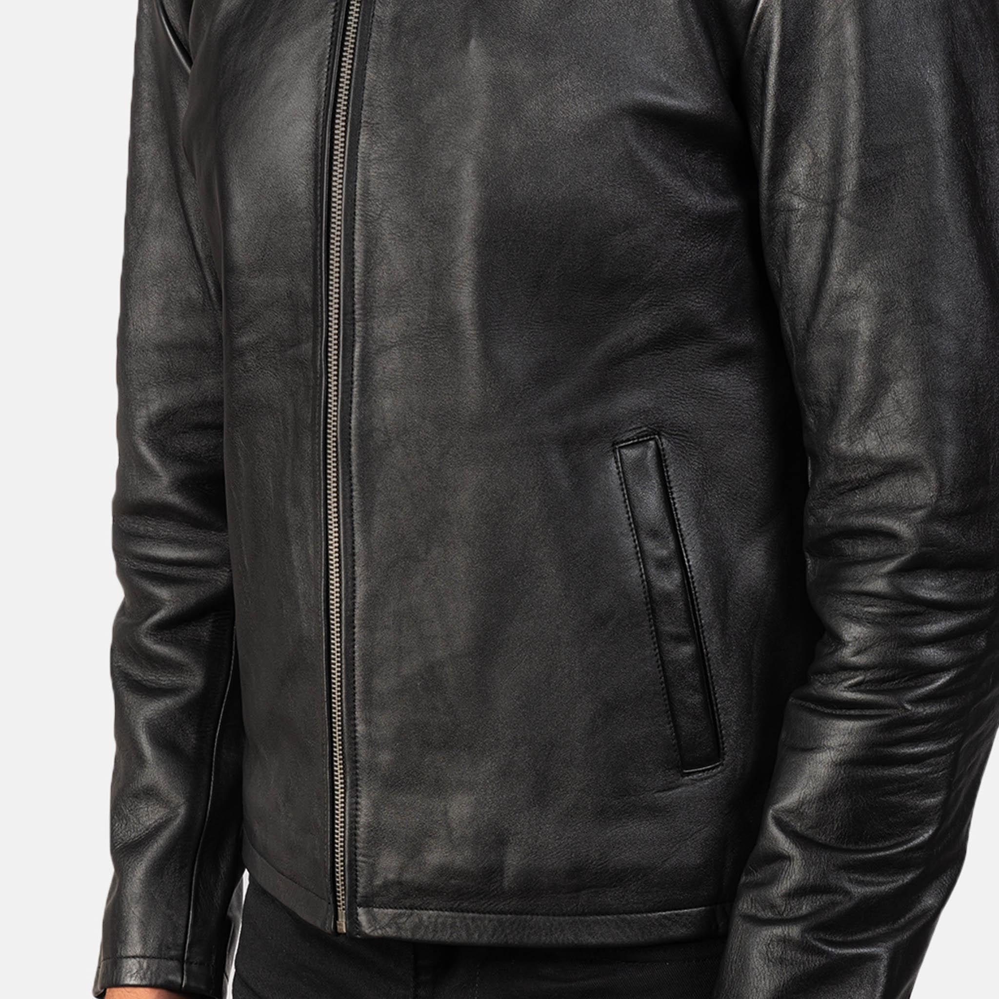 Alec Black Leather Bikers Jacket – Timeless Vintage Look