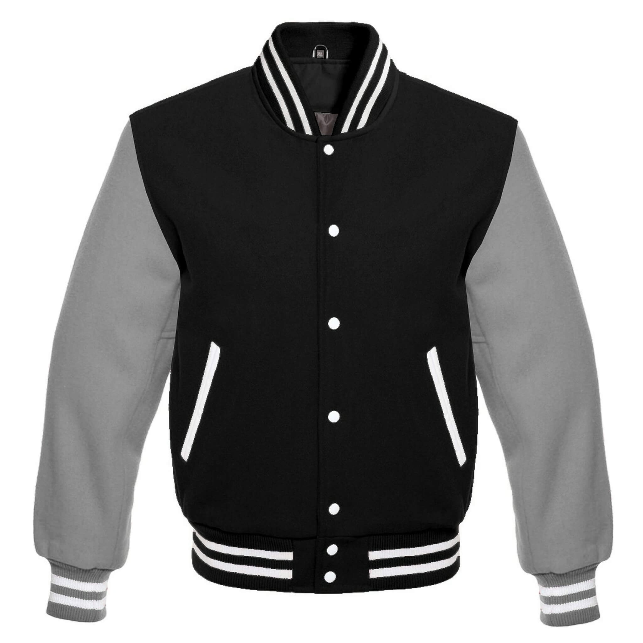 Letterman Varsity jacket-Black Wool Body & Gray Sleeves