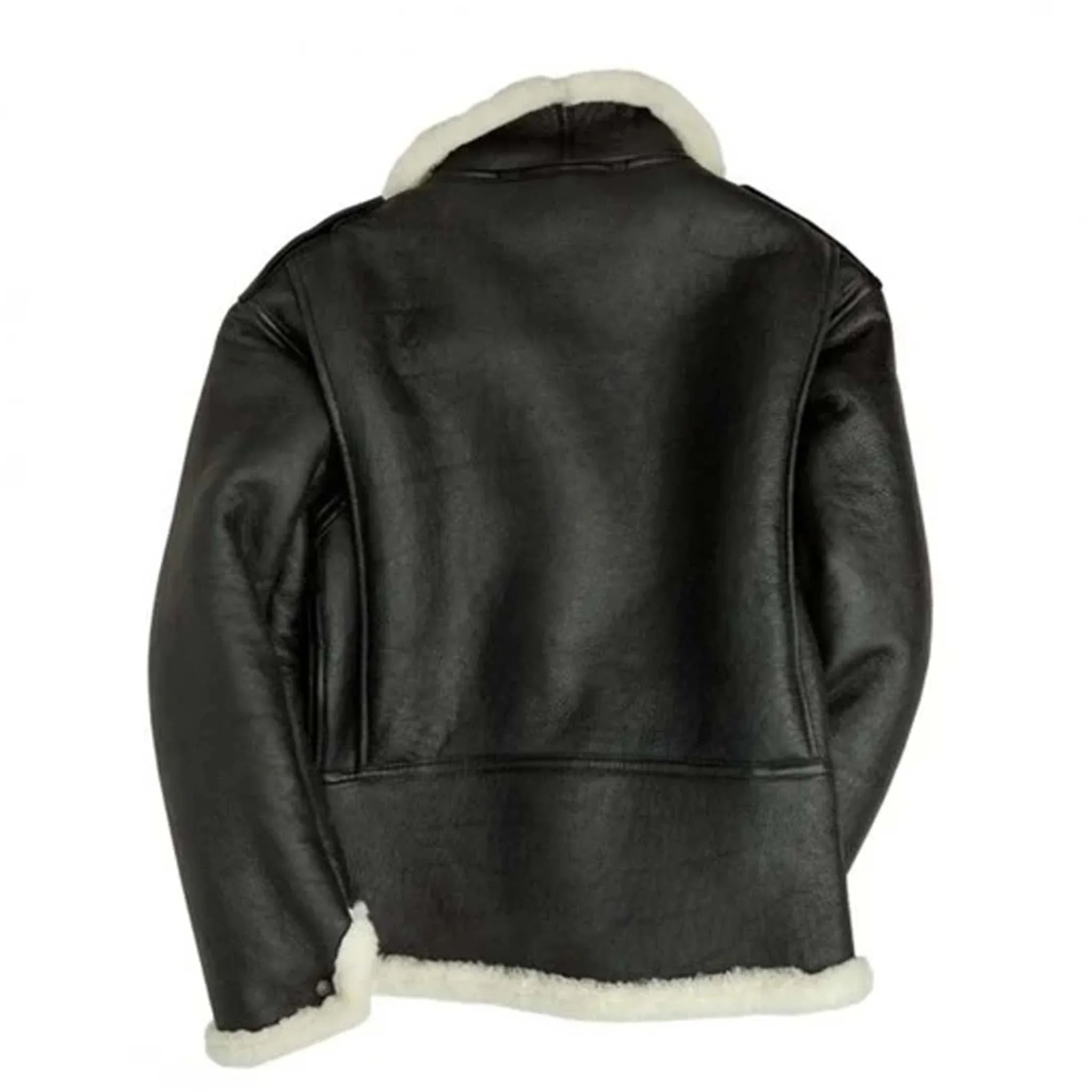 Thryne B6 Black Sheepskin Jacket - Men’s Shearling Aviator Leather Bomber Coat - leathergang.com