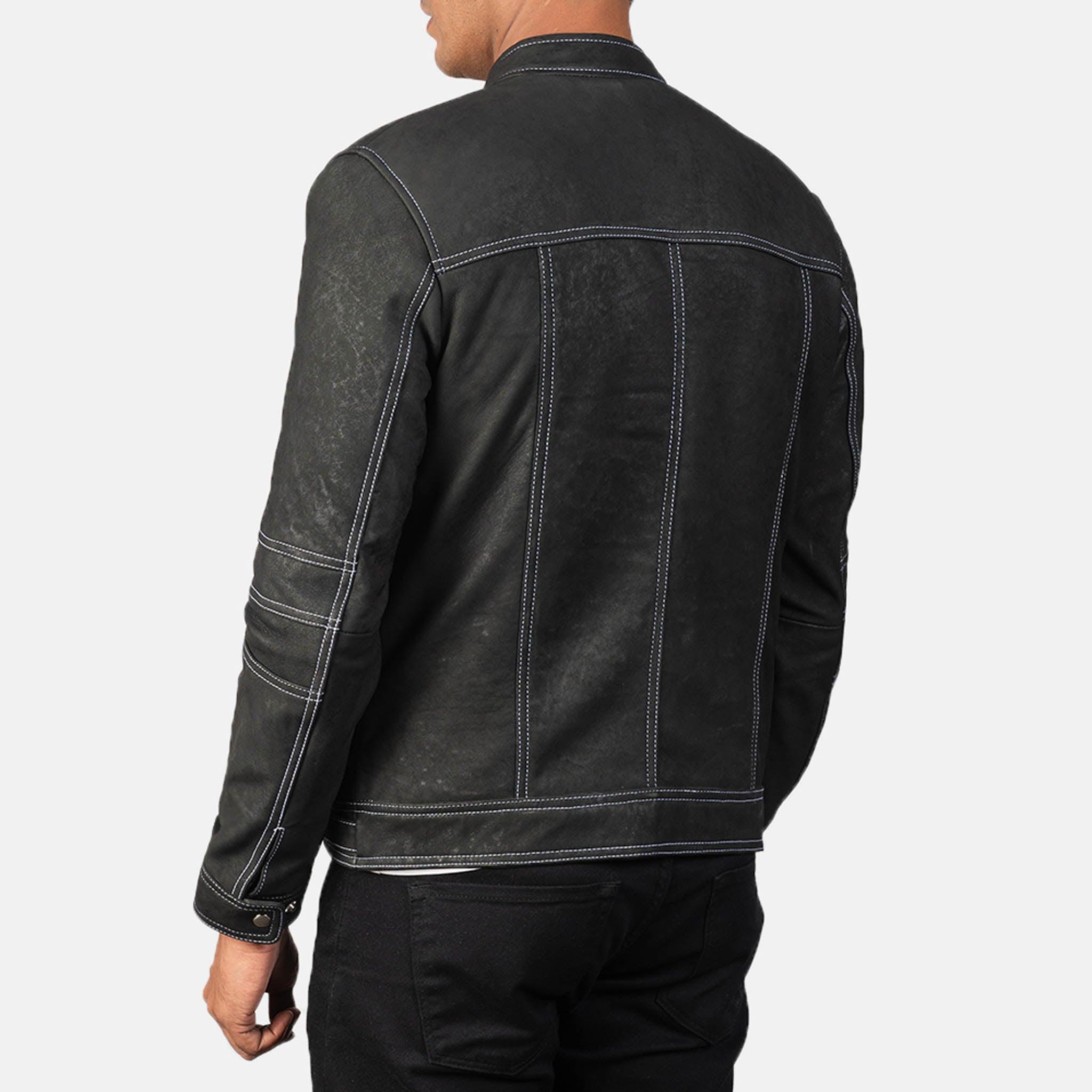 Youth Distressed Black Leather Biker Jacket – Customizable & Tailored Fit - leathergang.com