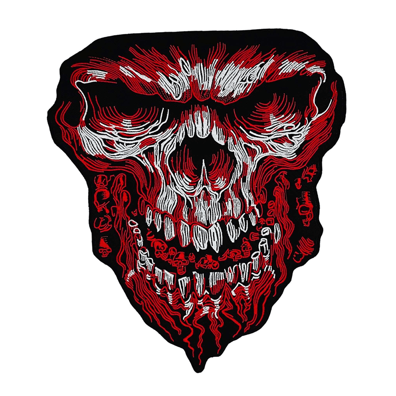 Bloody Skull Head Embroidered 12 Inch Large Motorcycle Jacket Back Patch