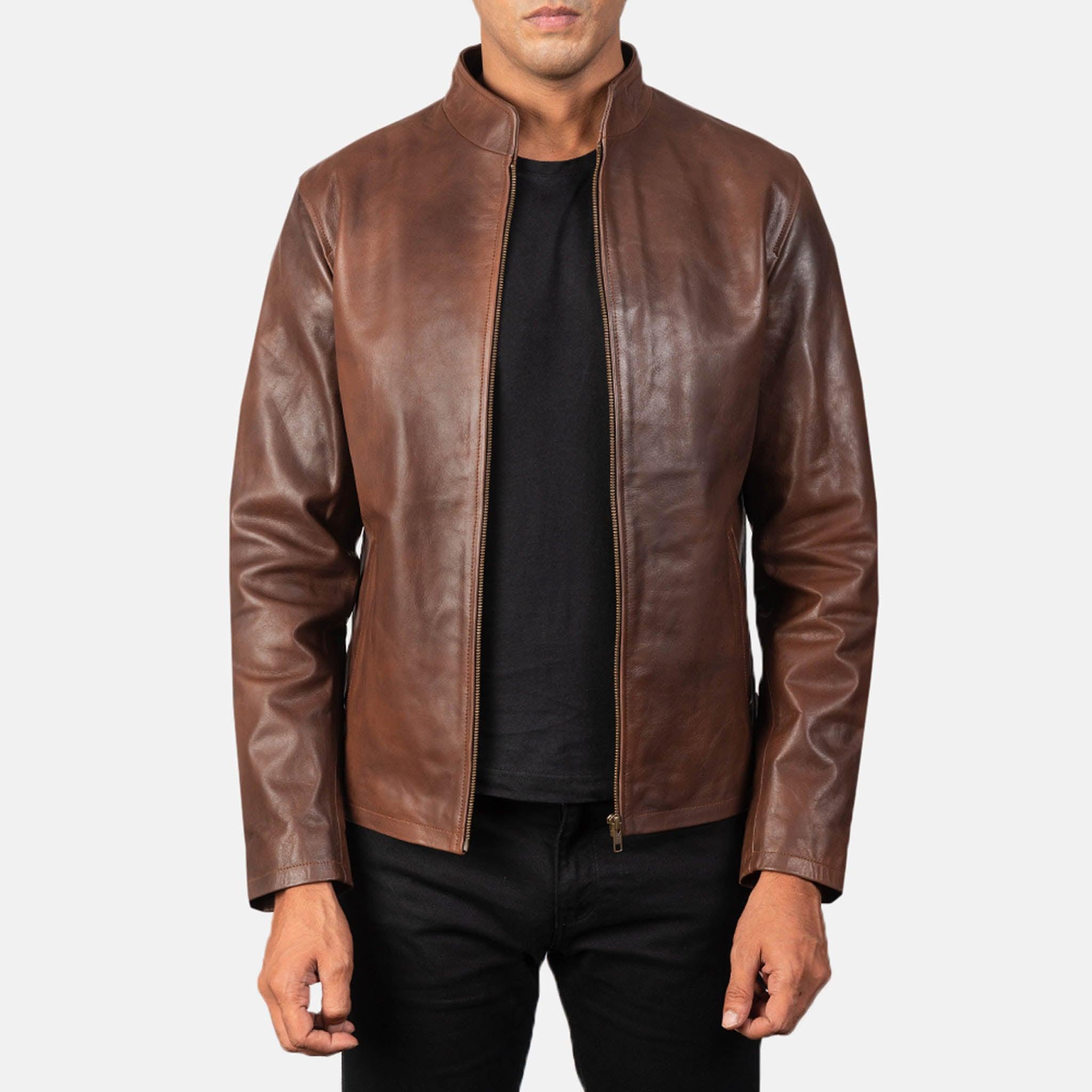 Alec Distressed Burgundy Leather Jacket – Timeless Vintage Look
