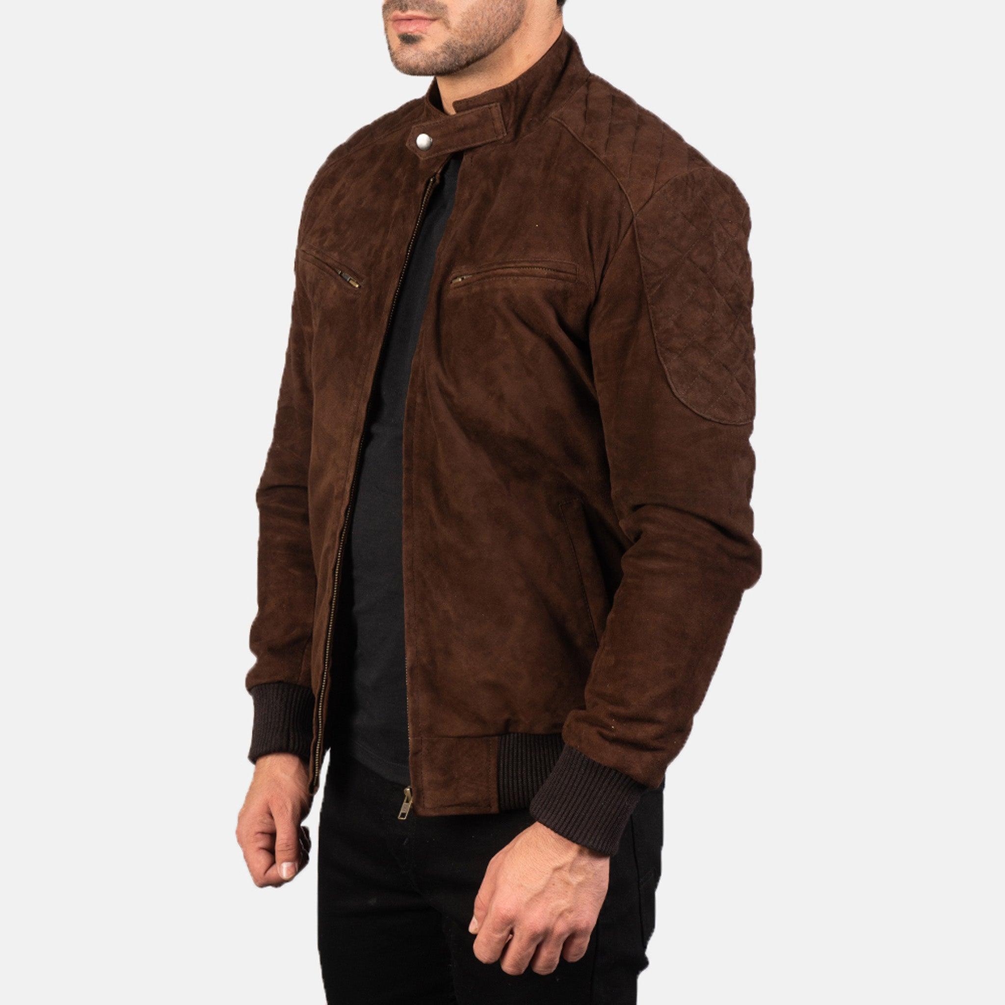 Daisy Bomber Jacket in Brown Suede – Versatile & Elegant Fashion Staple - leathergang.com