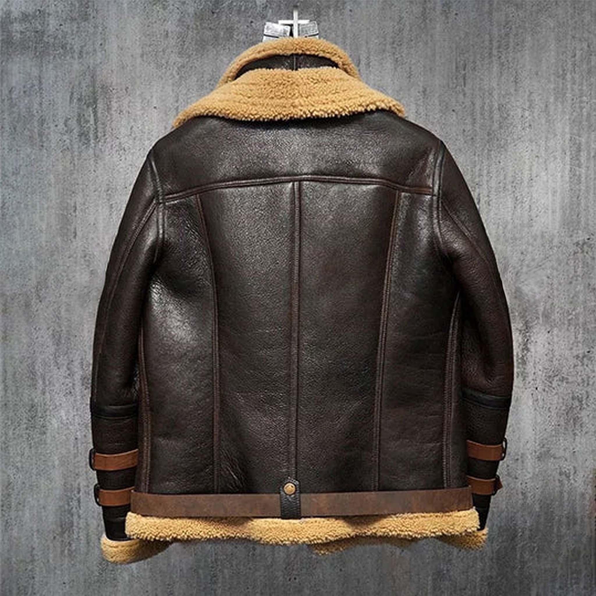 Luxen RAF B3 Sheepskin Jacket - Aviator Shearling Fur Leather Flight Coat - leathergang.com