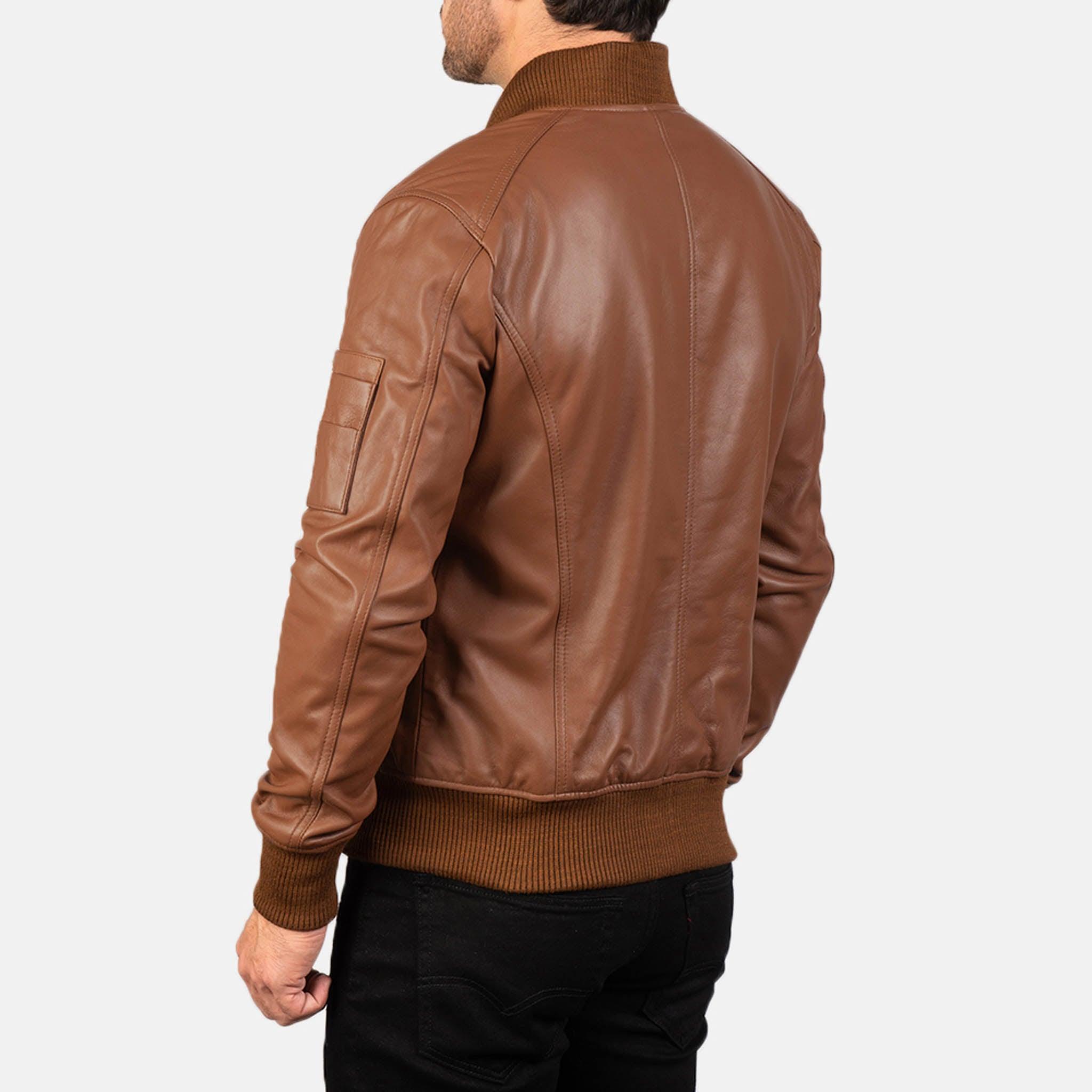 Allora MA-1 Bomber Jacket in Brown Leather – Premium Effortless Style