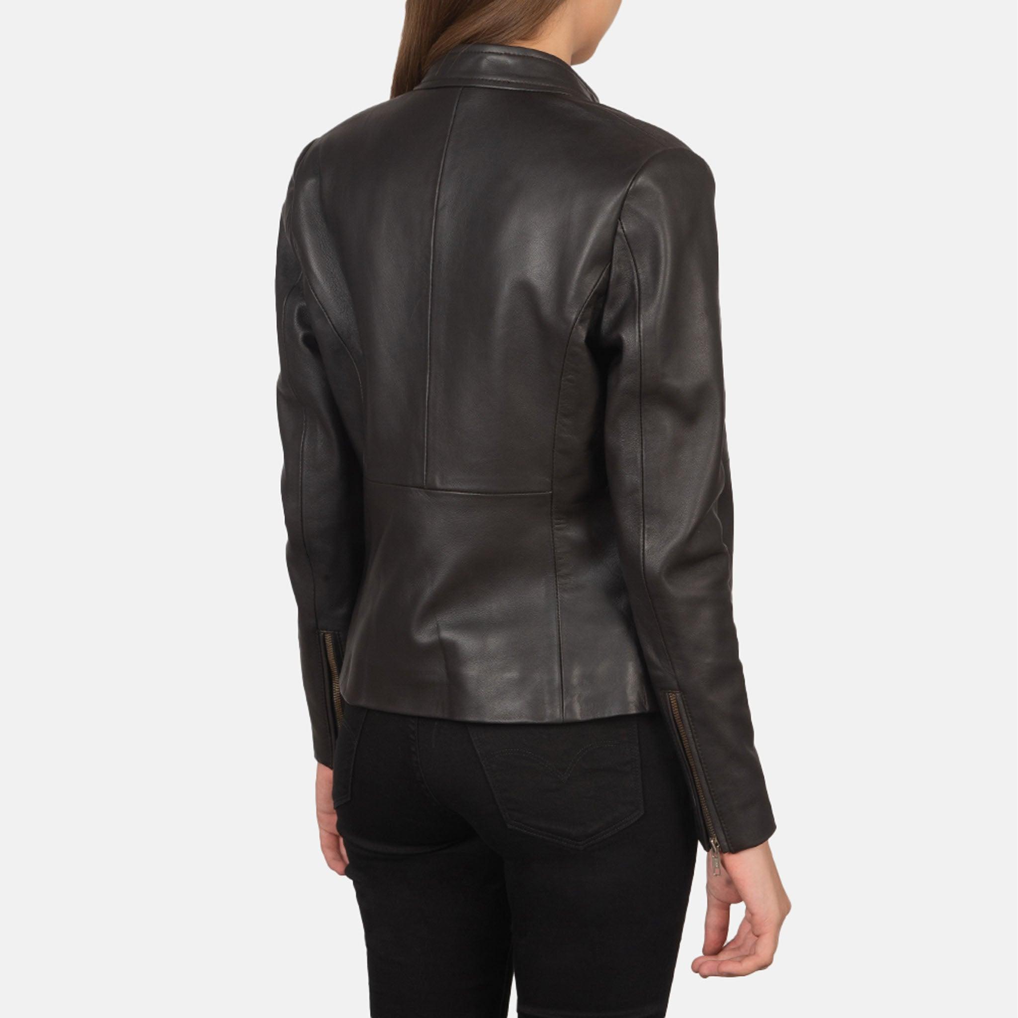Raine Brown Leather Biker Jacket – Classic Style with Customizable Patches