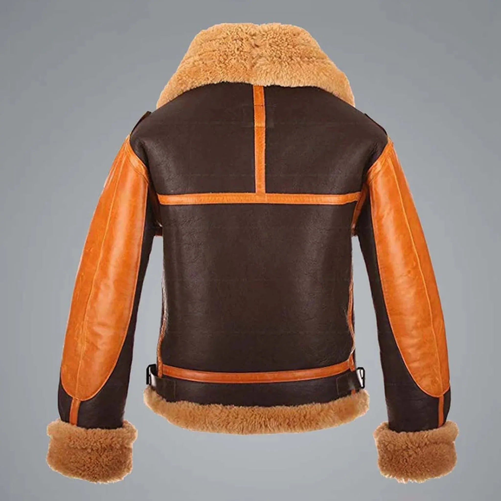 Zenith Sheepskin Bomber Jacket - Brown RAF B3 Shearling Aviator Leather Coat - leathergang.com