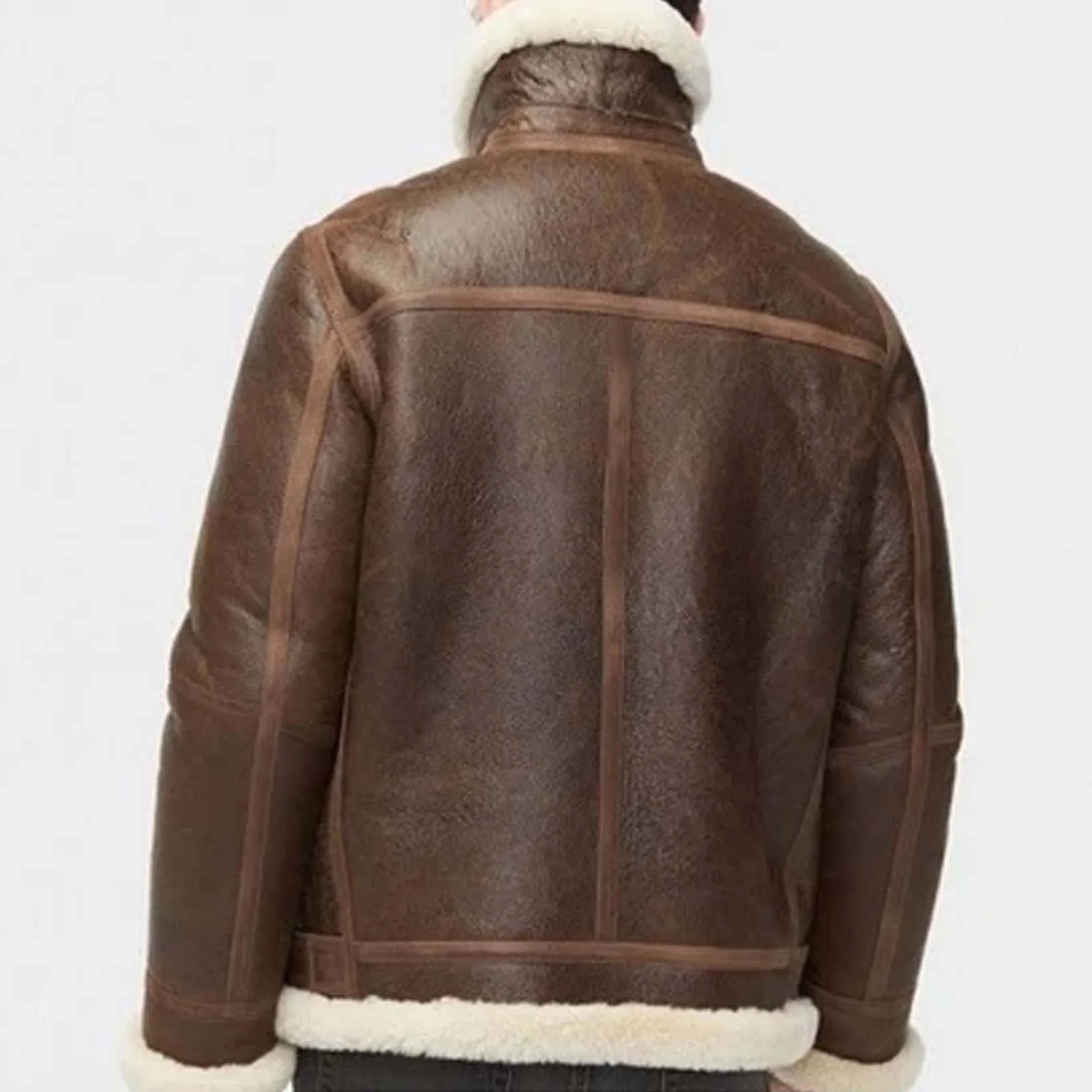 Draykr RAF Aviator Jacket - B3 Bomber Brown Sheepskin Leather Shearling Coat - leathergang.com