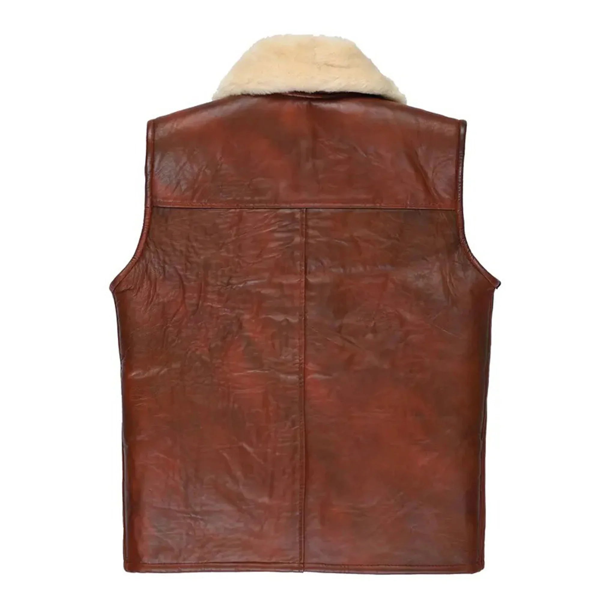 Men's Sheepskin Leather Shearling Vest – Brown Gilet
