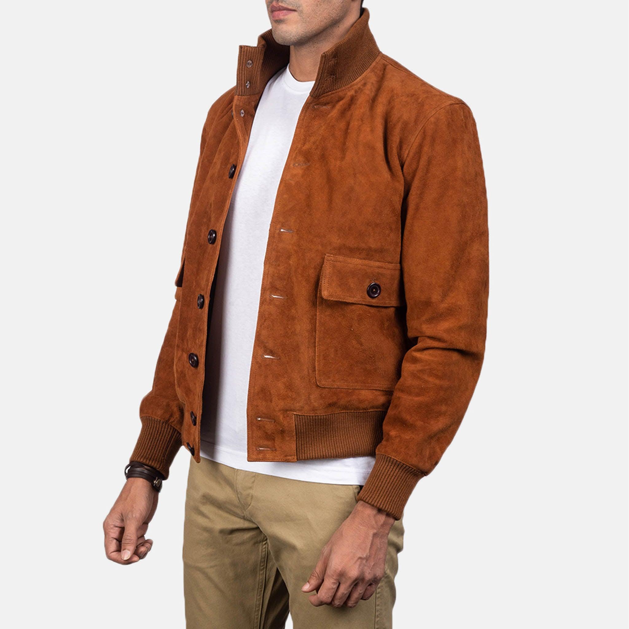 Easton Brown Suede Bomber Jacket – Timeless Men's Fashion